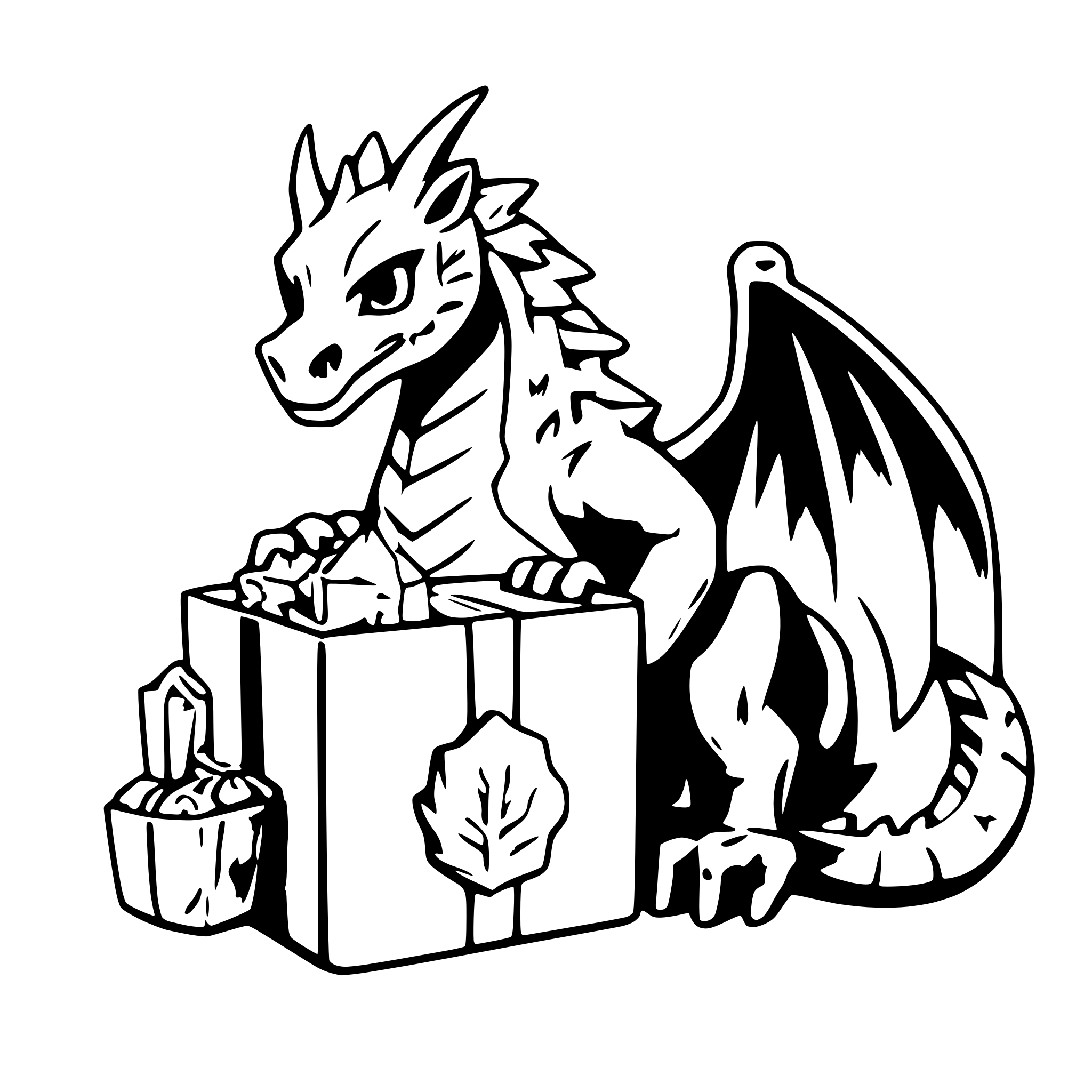 AI-generated SVG of a dragon guarding treasure