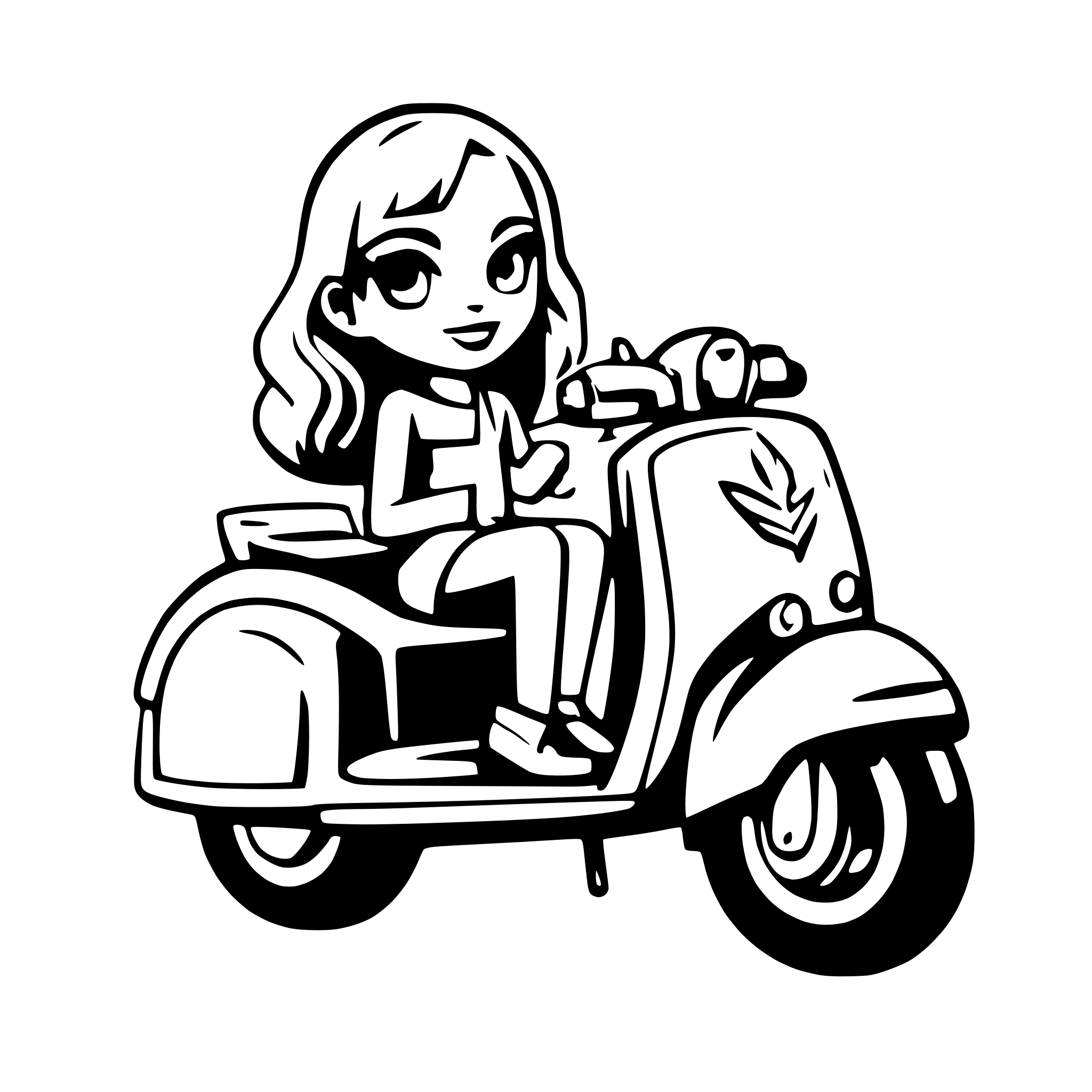 AI-generated SVG of 'Iris on a vespa'