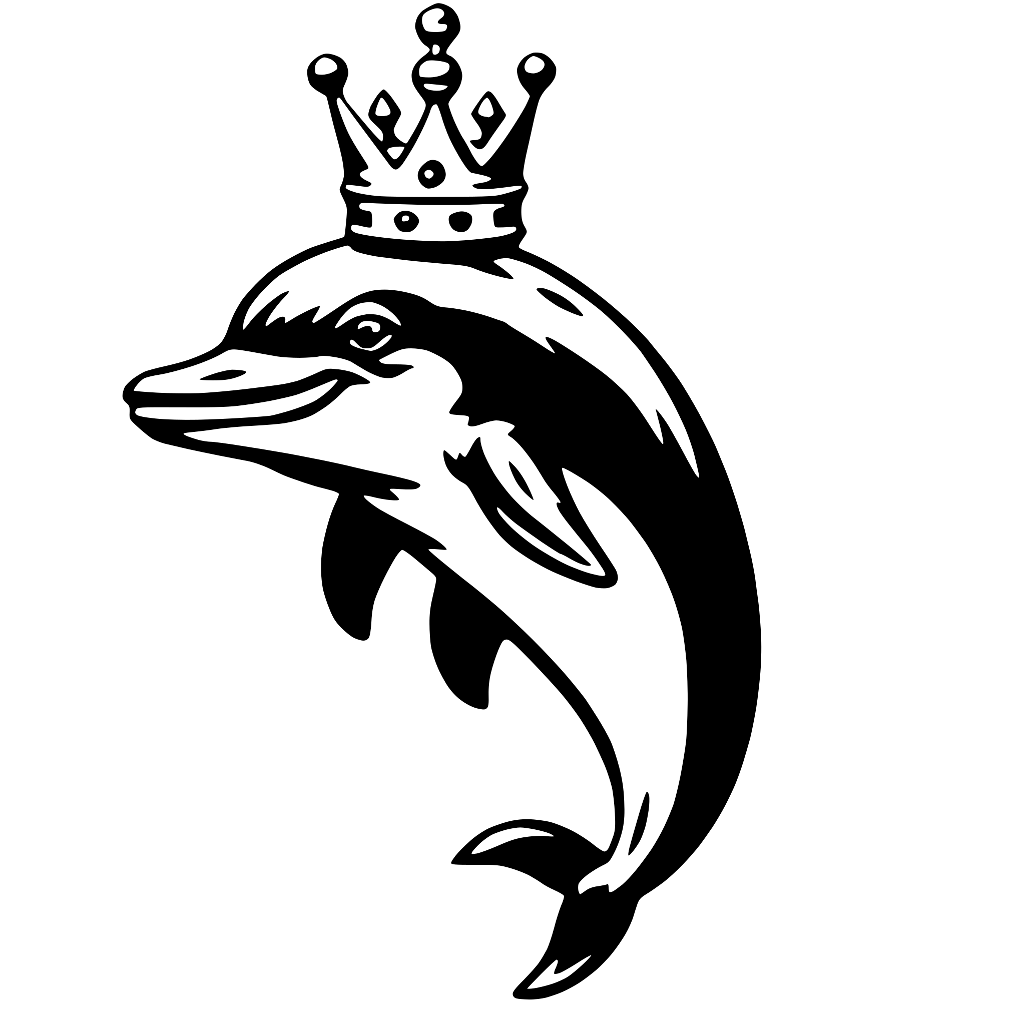 AI-generated SVG of a dolphin with crown