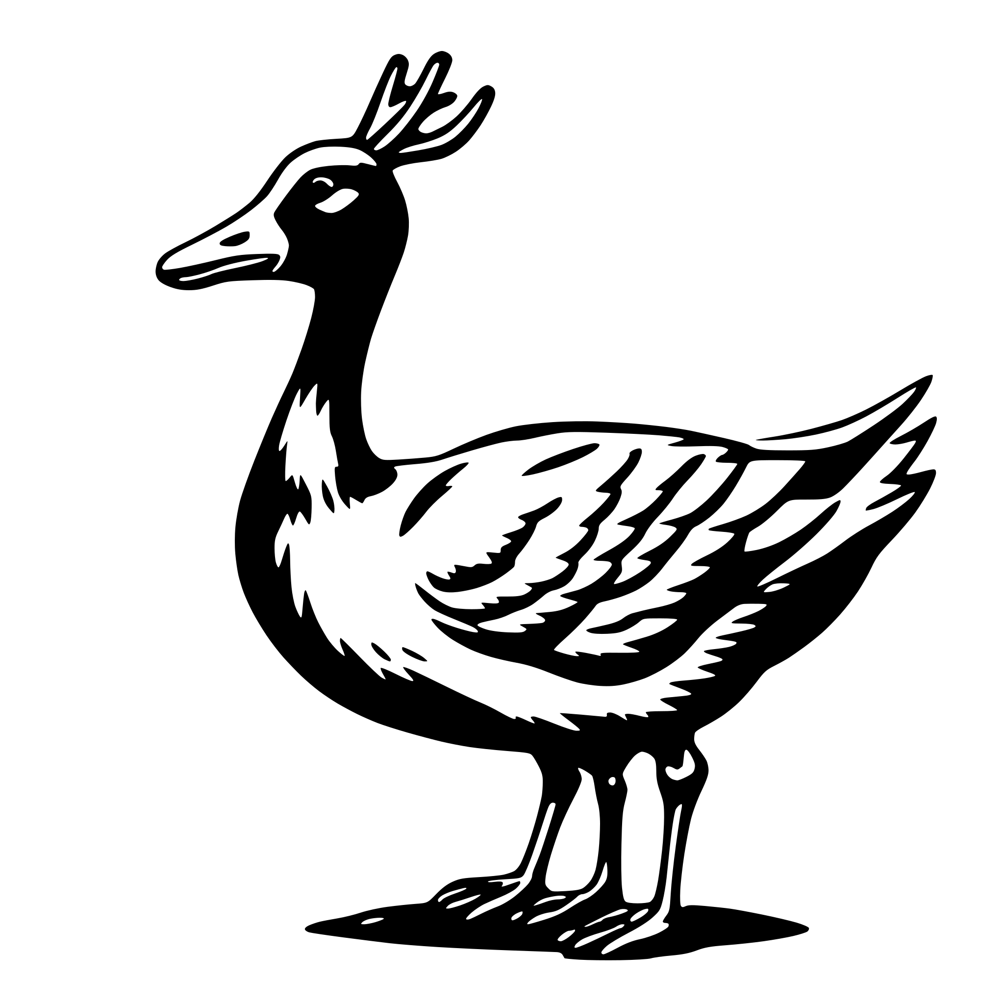 AI-generated SVG of 'a goose with antlers'