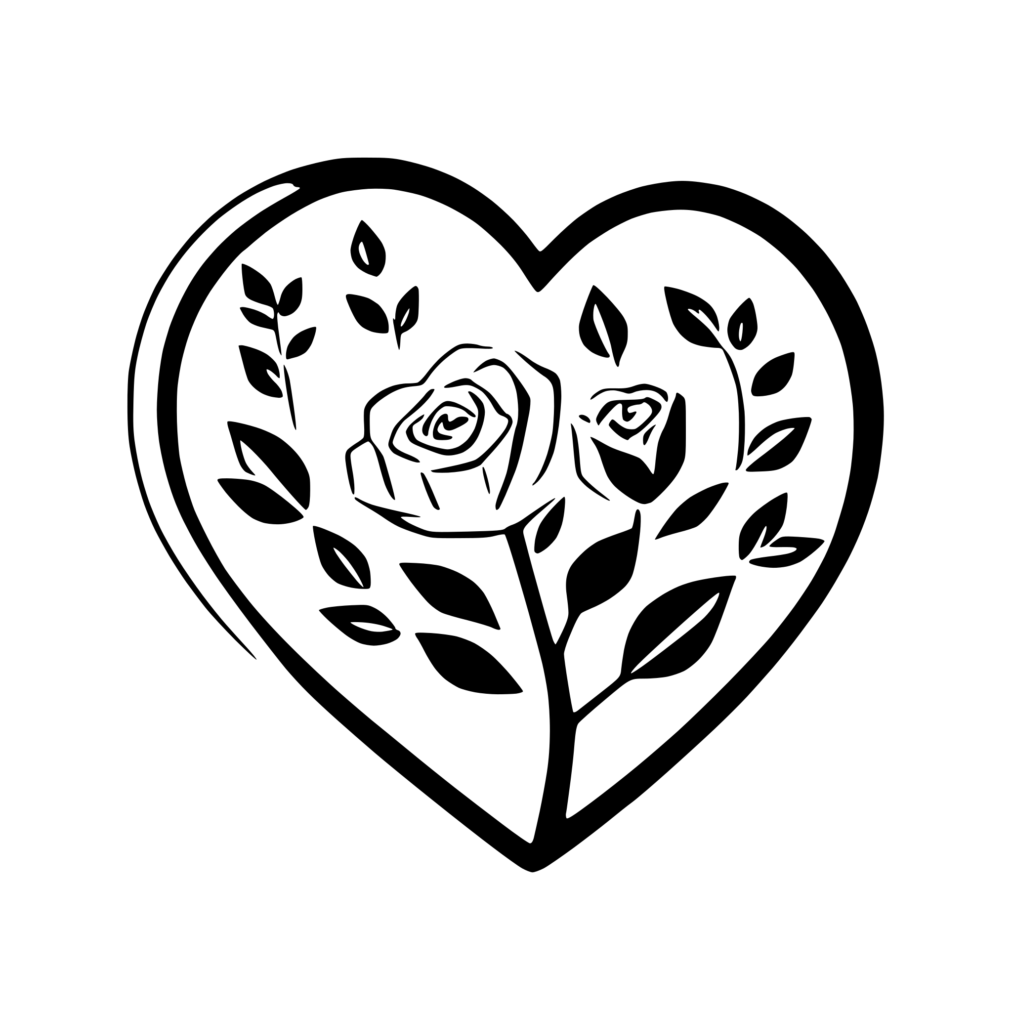 AI-generated SVG of a roses entwined around a heart