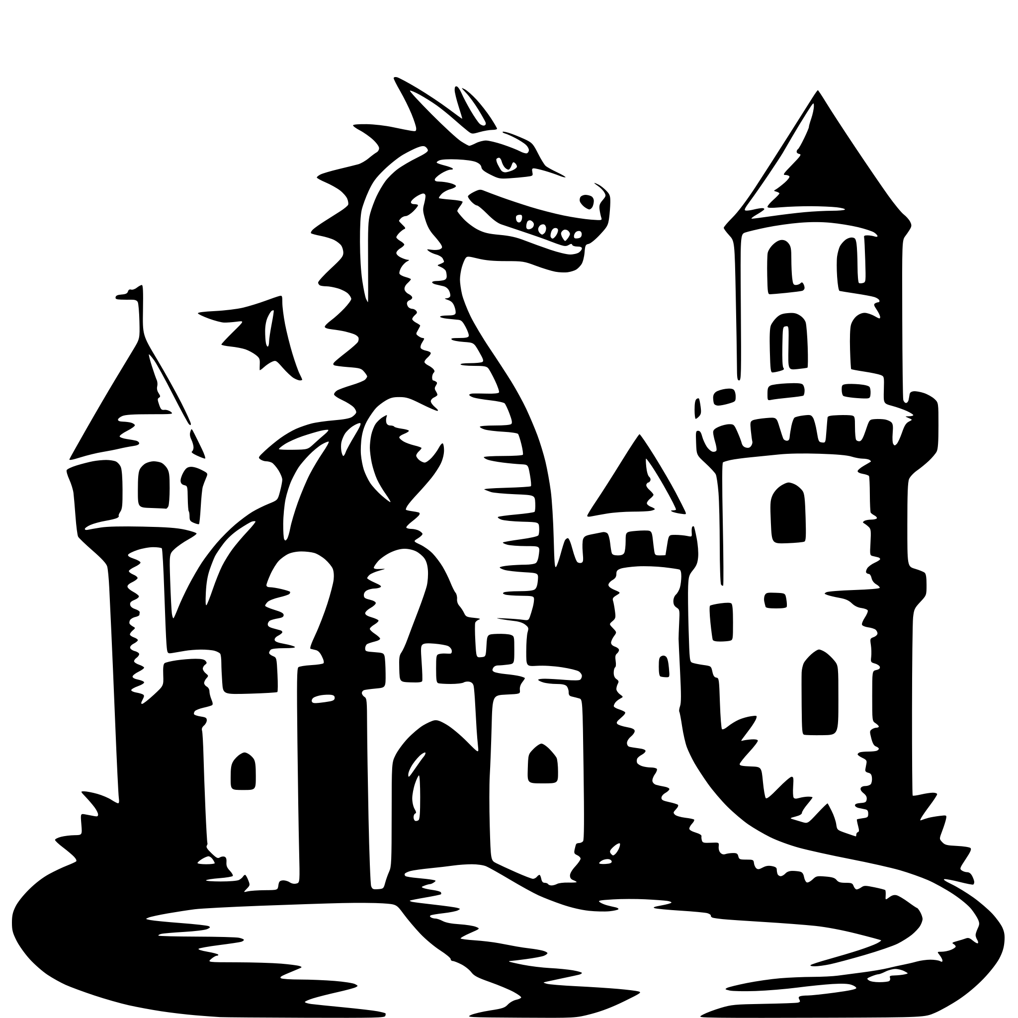 AI-generated SVG of 'dragon in a castle'