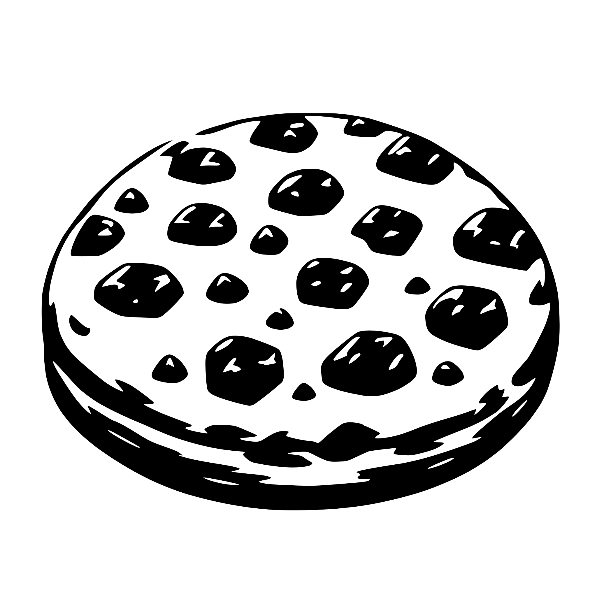 AI-generated SVG of 'single cookie. top view and cookie is broken into some pices but still looks like a cookie'
