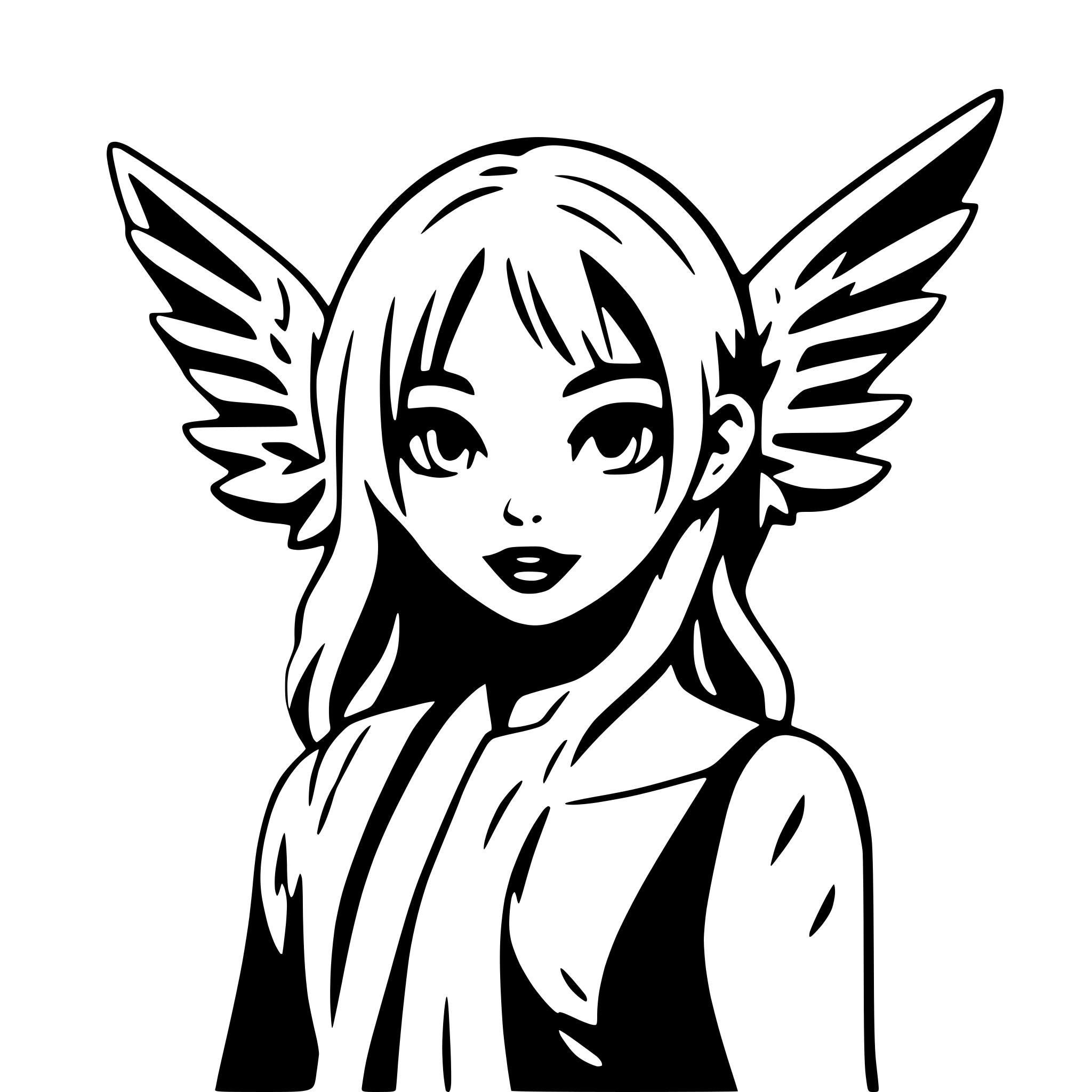 AI-generated SVG of a girl with celestial wings