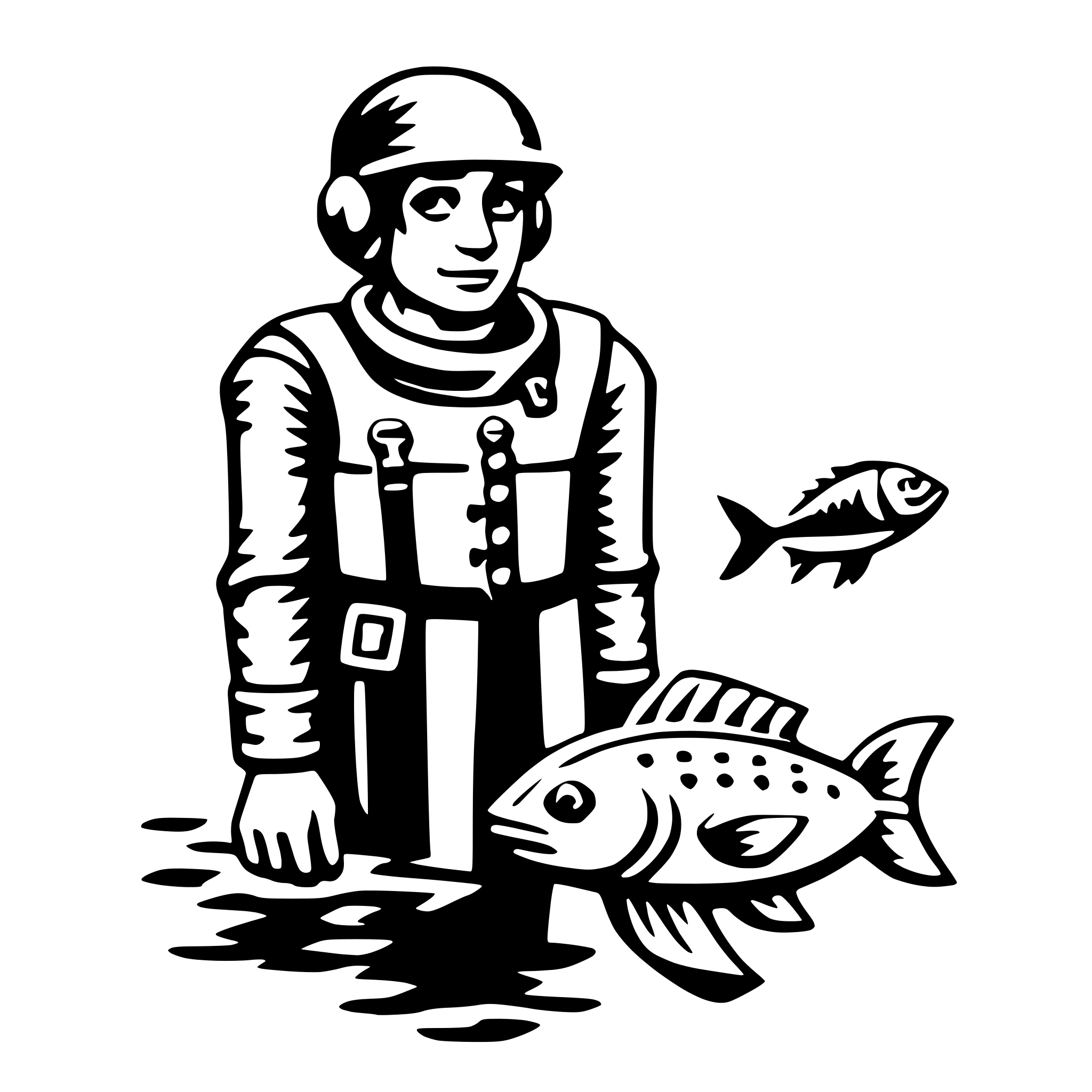 AI-generated SVG of 'scuba diver with fish'