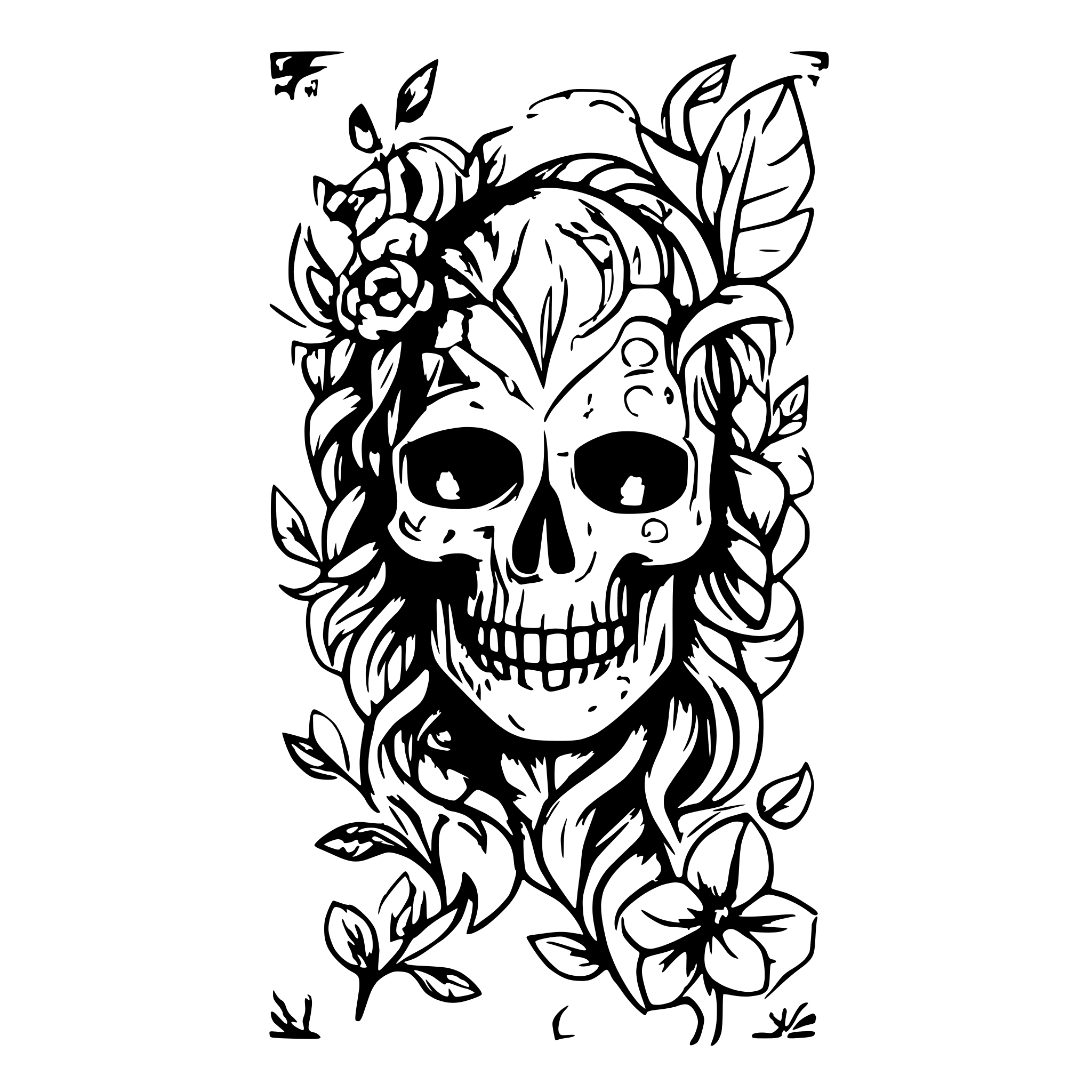 AI-generated SVG of a can you make me rectangle scroll work design Based on the name Reen and incorporating skulls and norse gods