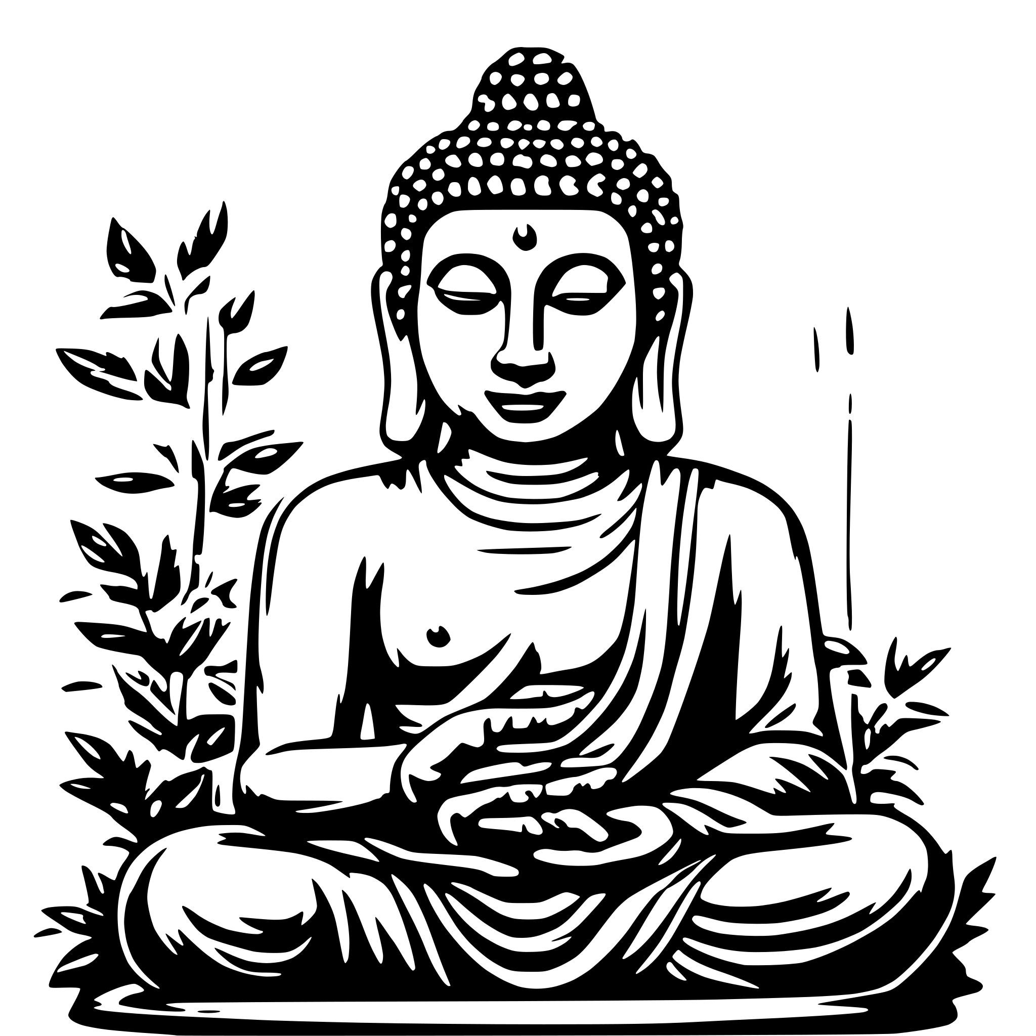 AI-generated SVG of a buddha with bamboo in the background