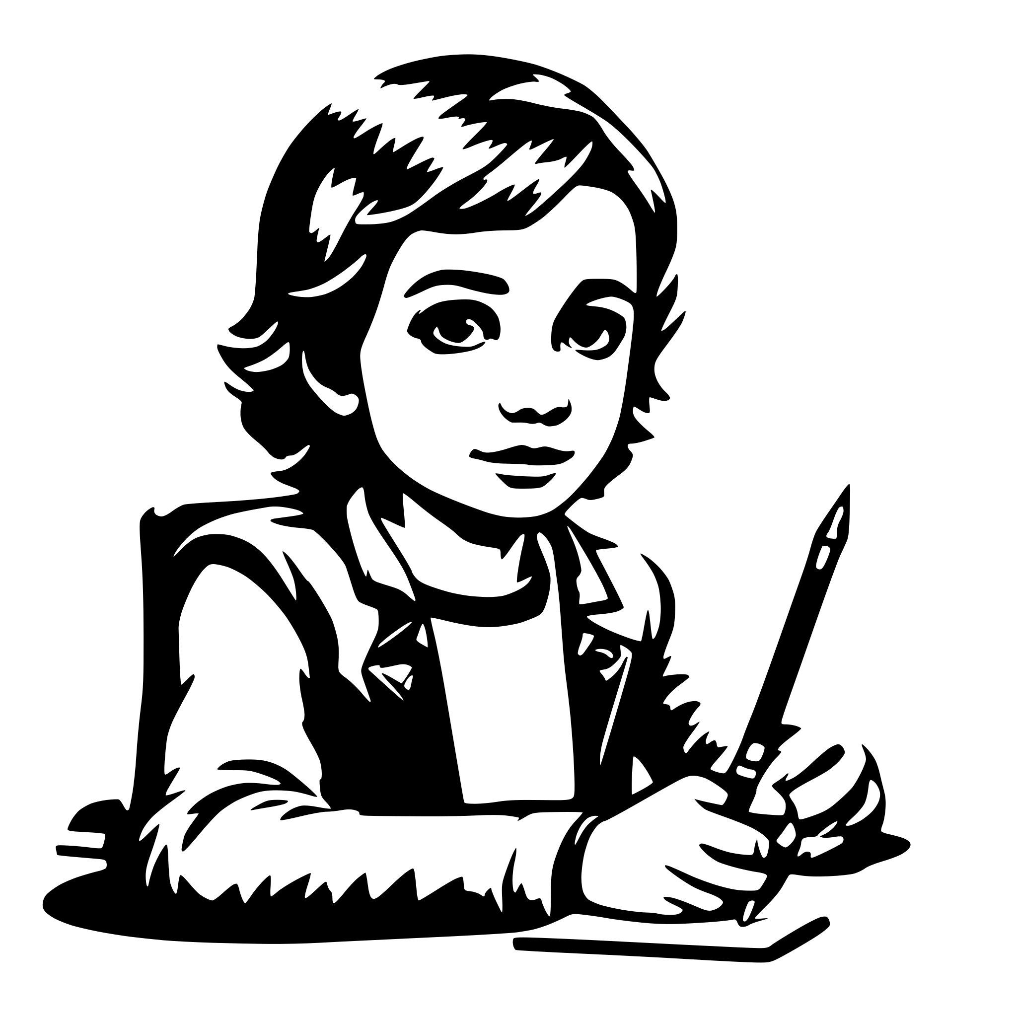 AI-generated SVG of a boy with pen