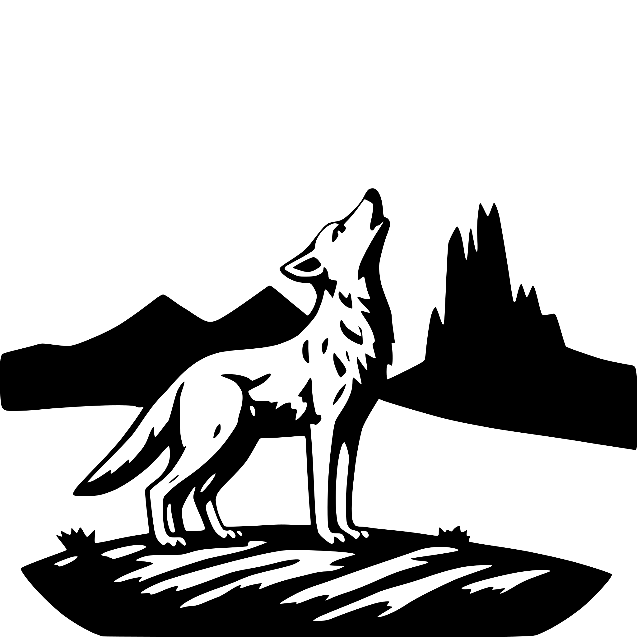 AI-generated SVG of a Coyote howling at the moon. No background.