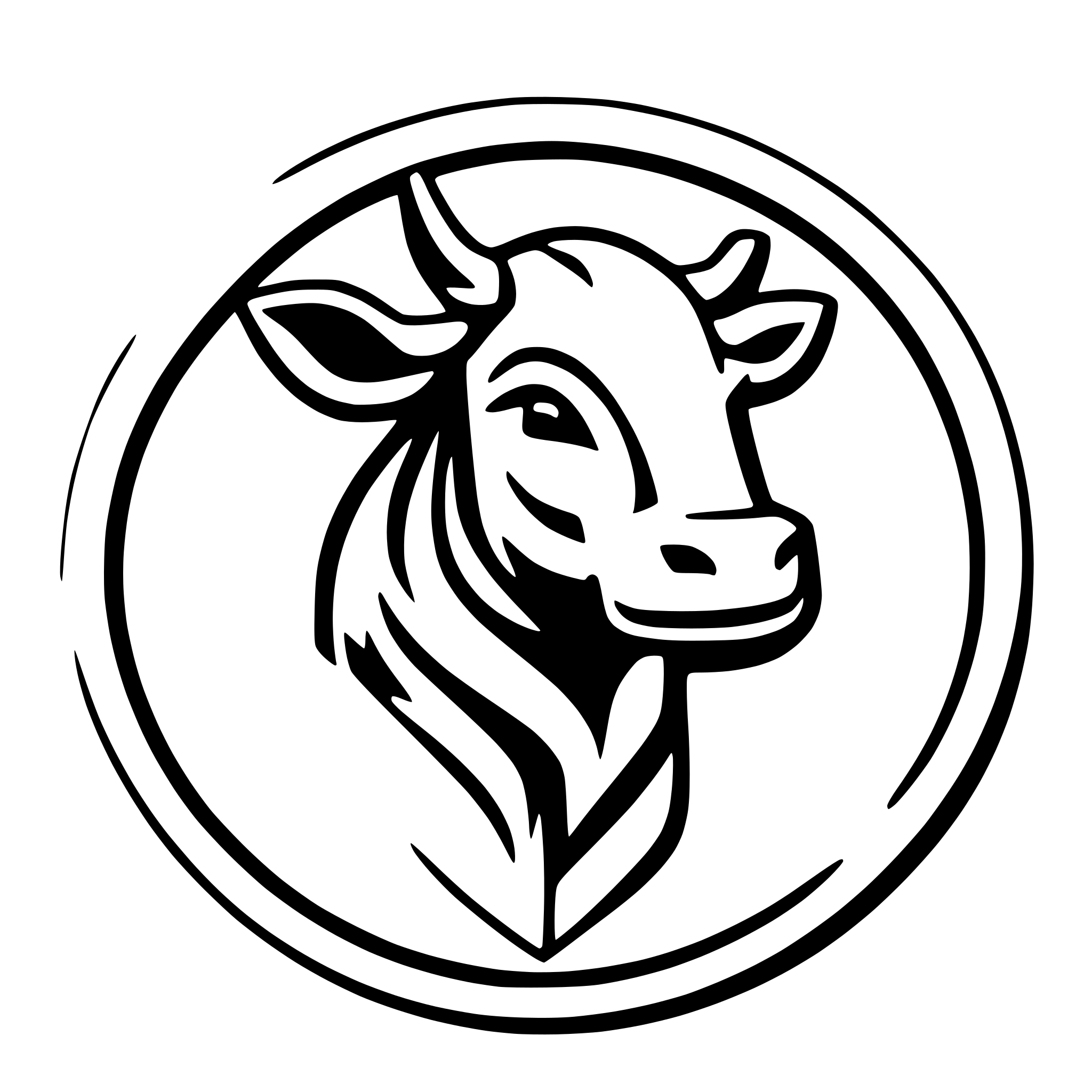 AI-generated SVG of a Cow with the trishul mounted on it