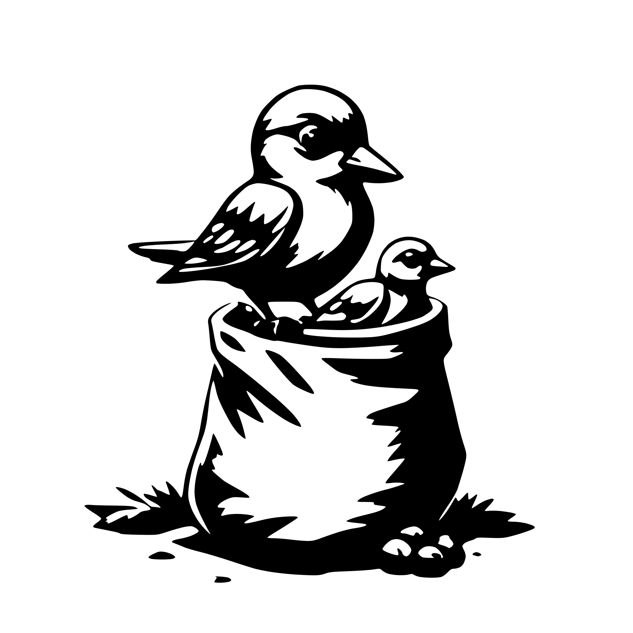 AI-generated SVG of a bird bringing baby in a sack