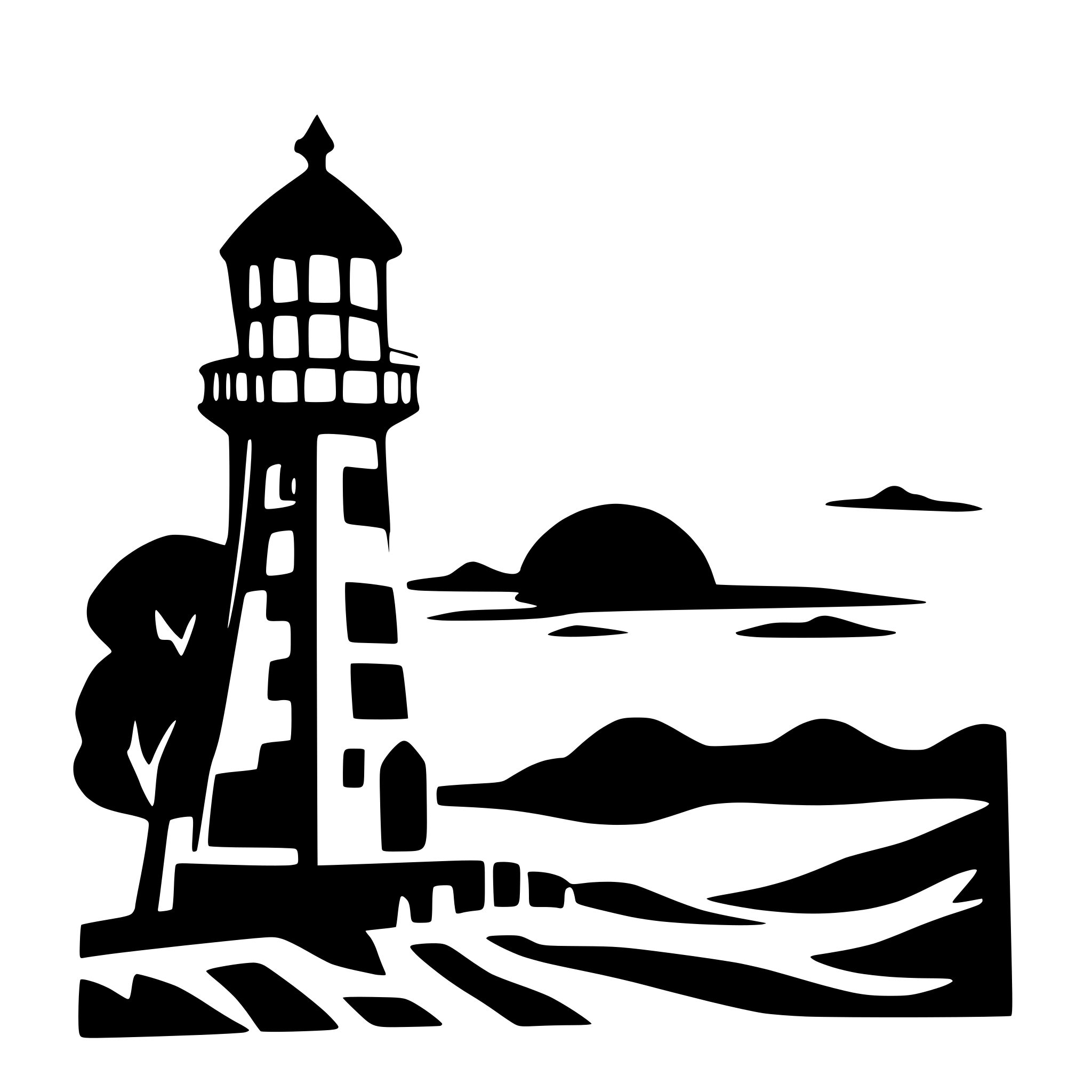 AI-generated SVG of a light house stylized, wawes, consider that i need to adapt for a lasercut