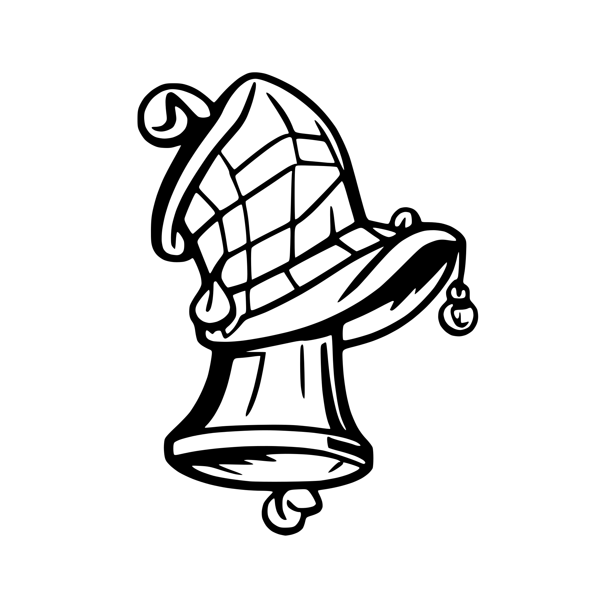 AI-generated SVG of 'Court jester hat with 3 bells'
