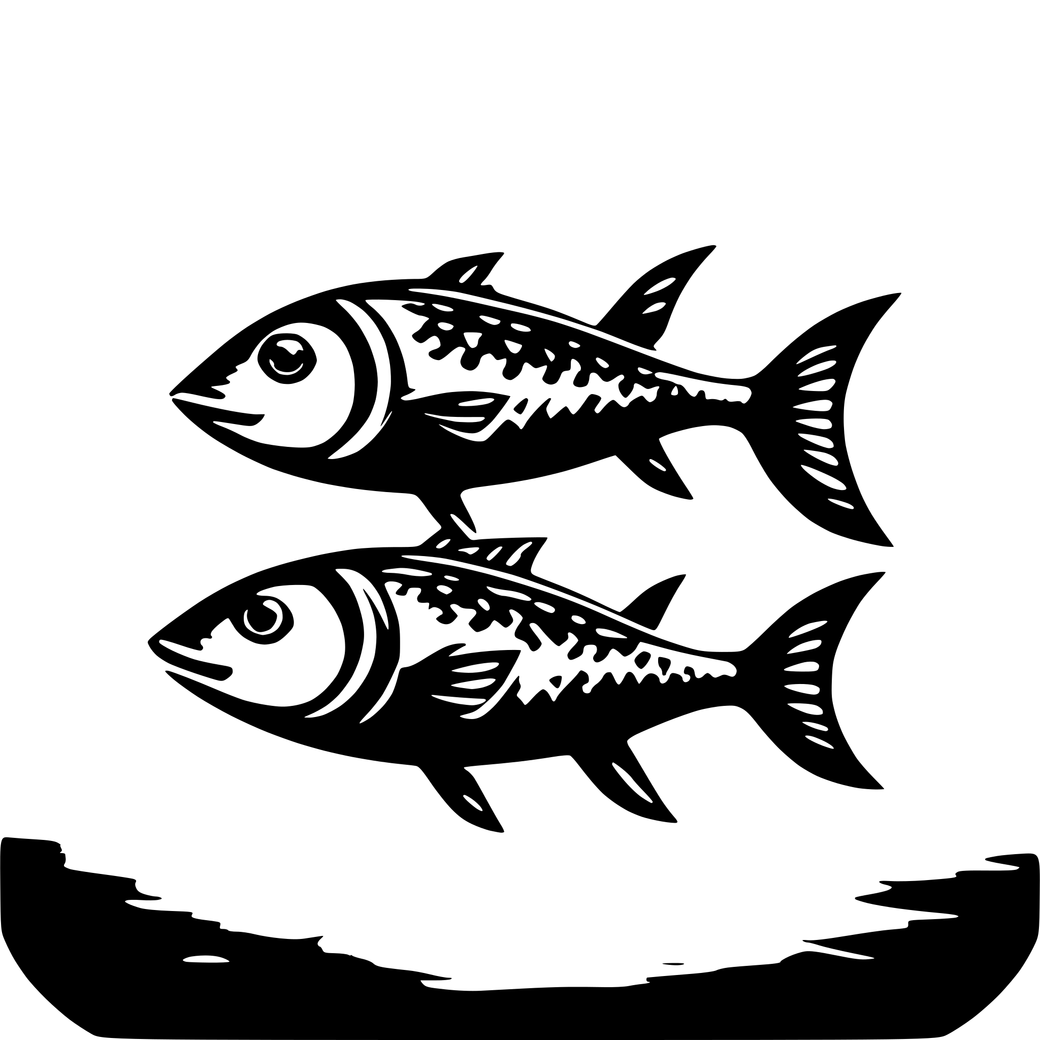 AI-generated SVG of '2 fishes in the sea'