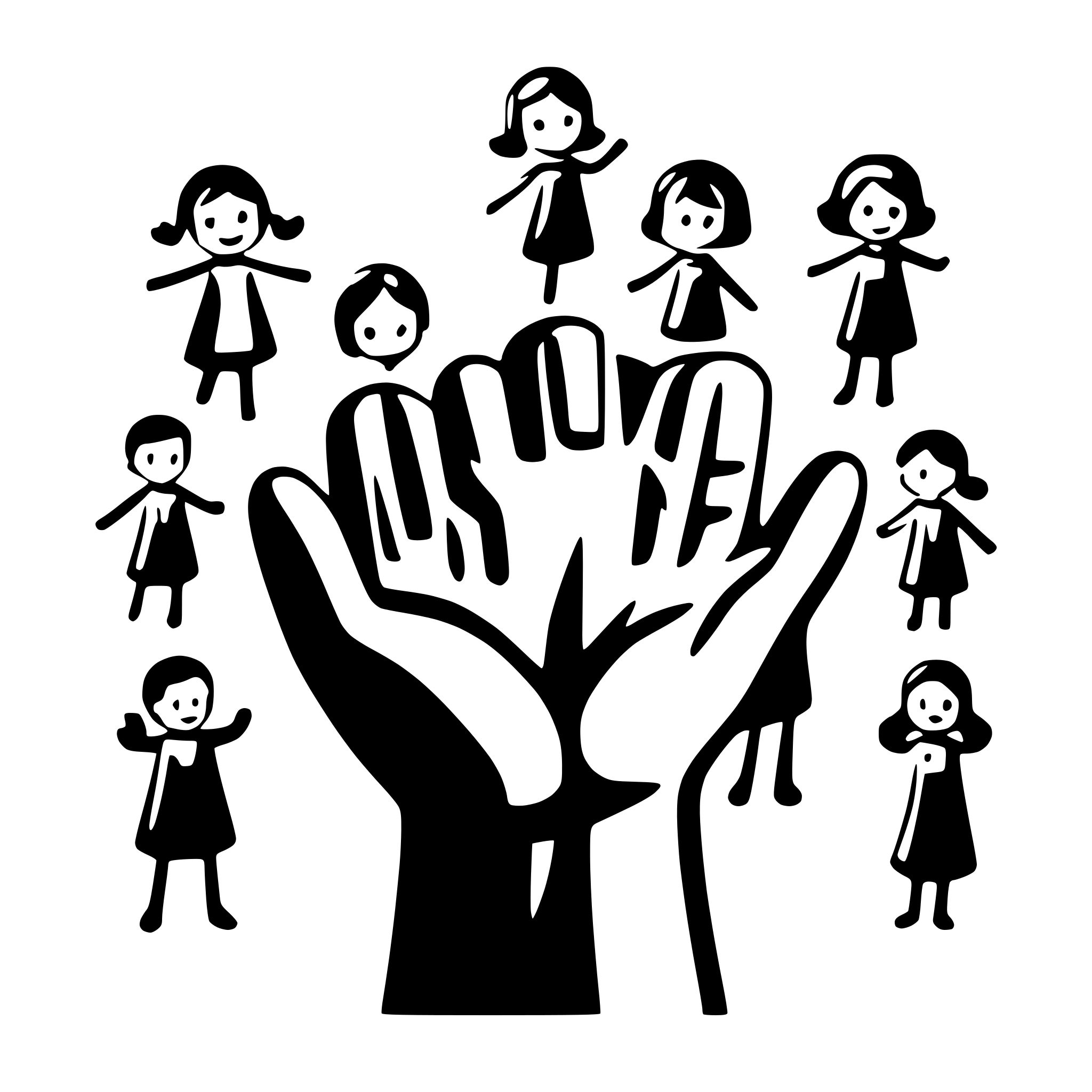 AI-generated SVG of a 12 Children holdng hands