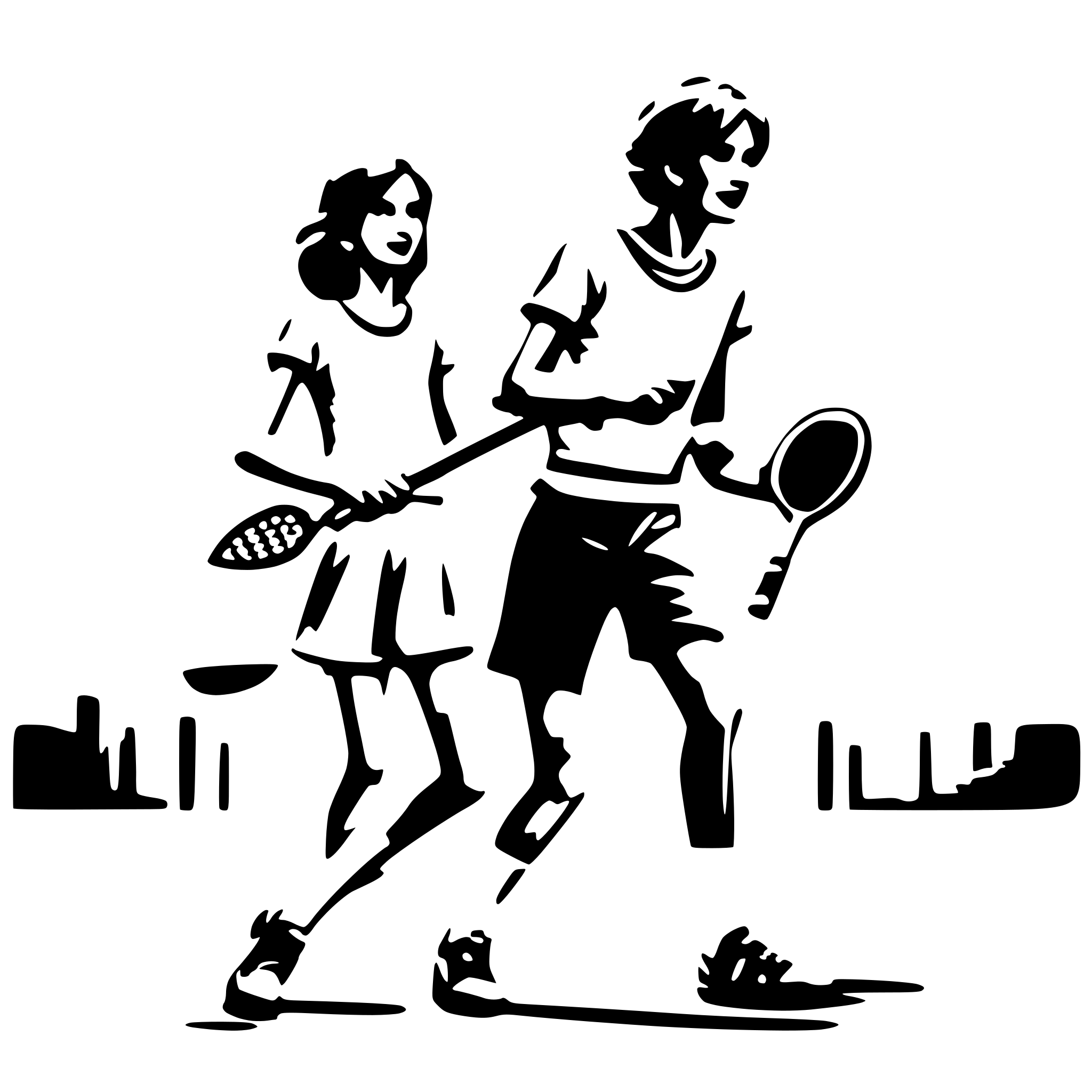 AI-generated SVG of a simple minimalistic 2 adults playing racket sports the background must be white