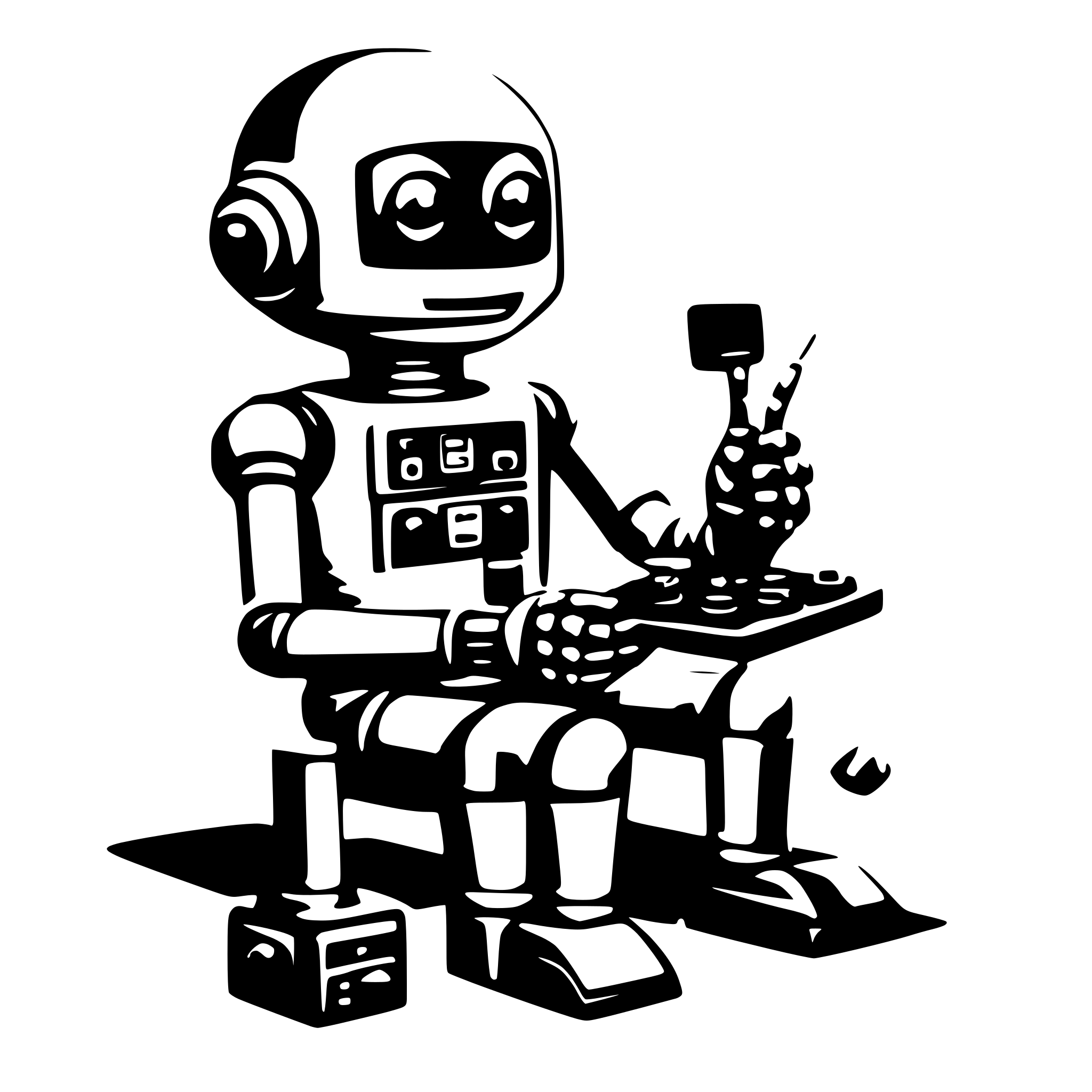 AI-generated SVG of a a little robot holding a controller playing games