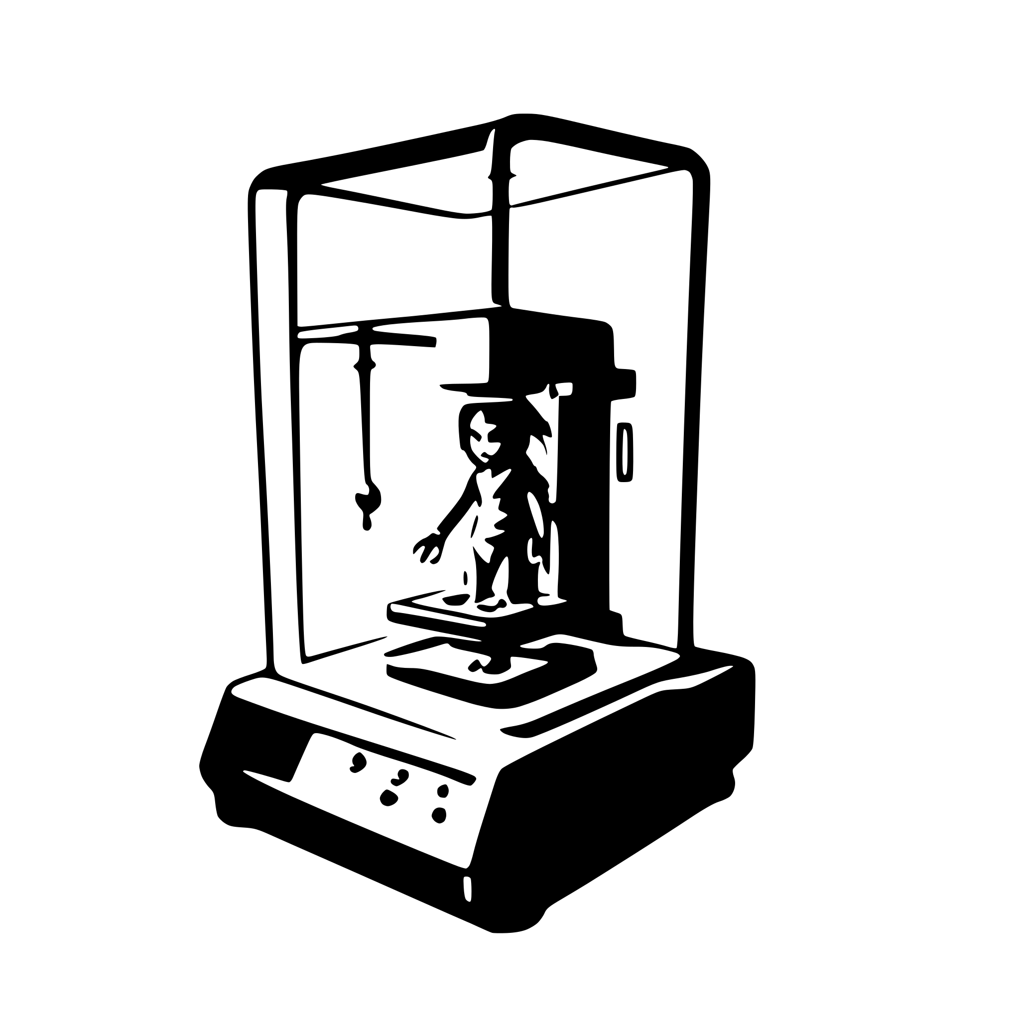 AI-generated SVG of a 3d printer time machine