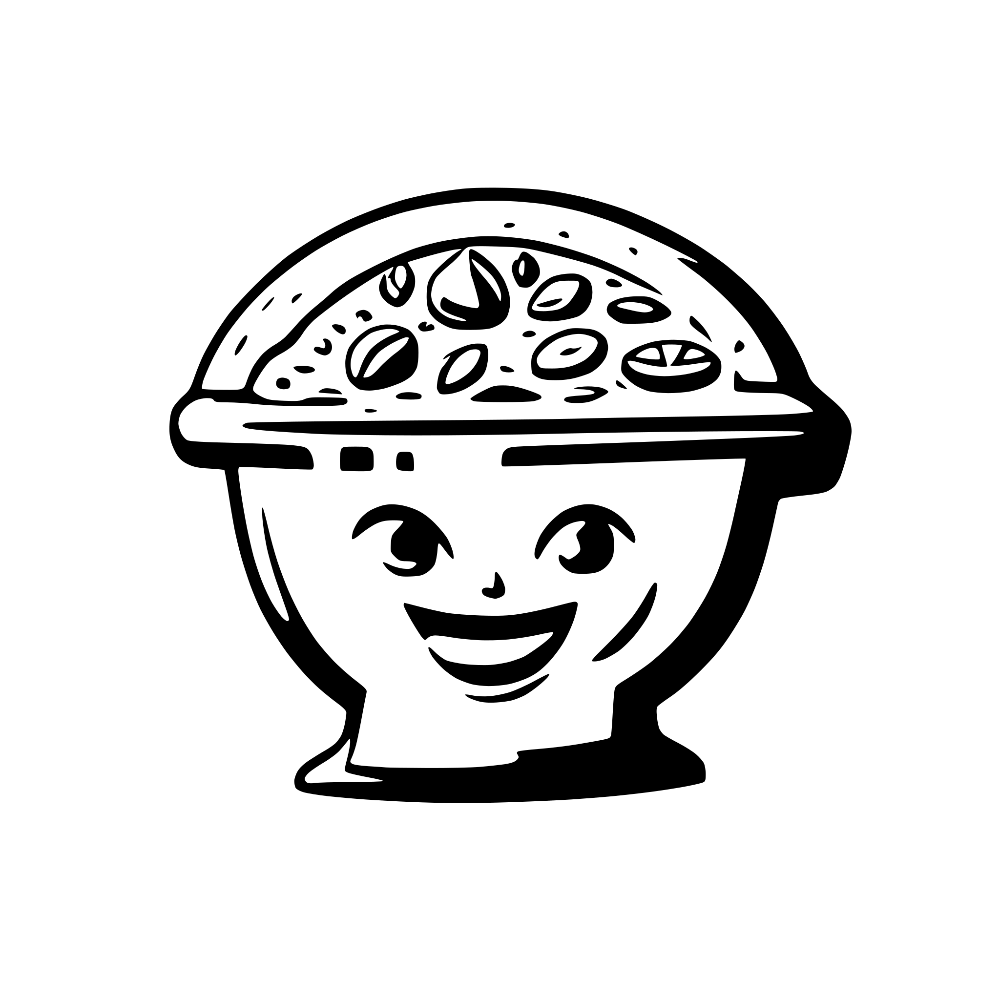 AI-generated SVG of a A simple, pure and clean logo presenting a pizza with two eyes, a mouth, hands and legs. Similar to the starbucks logo.