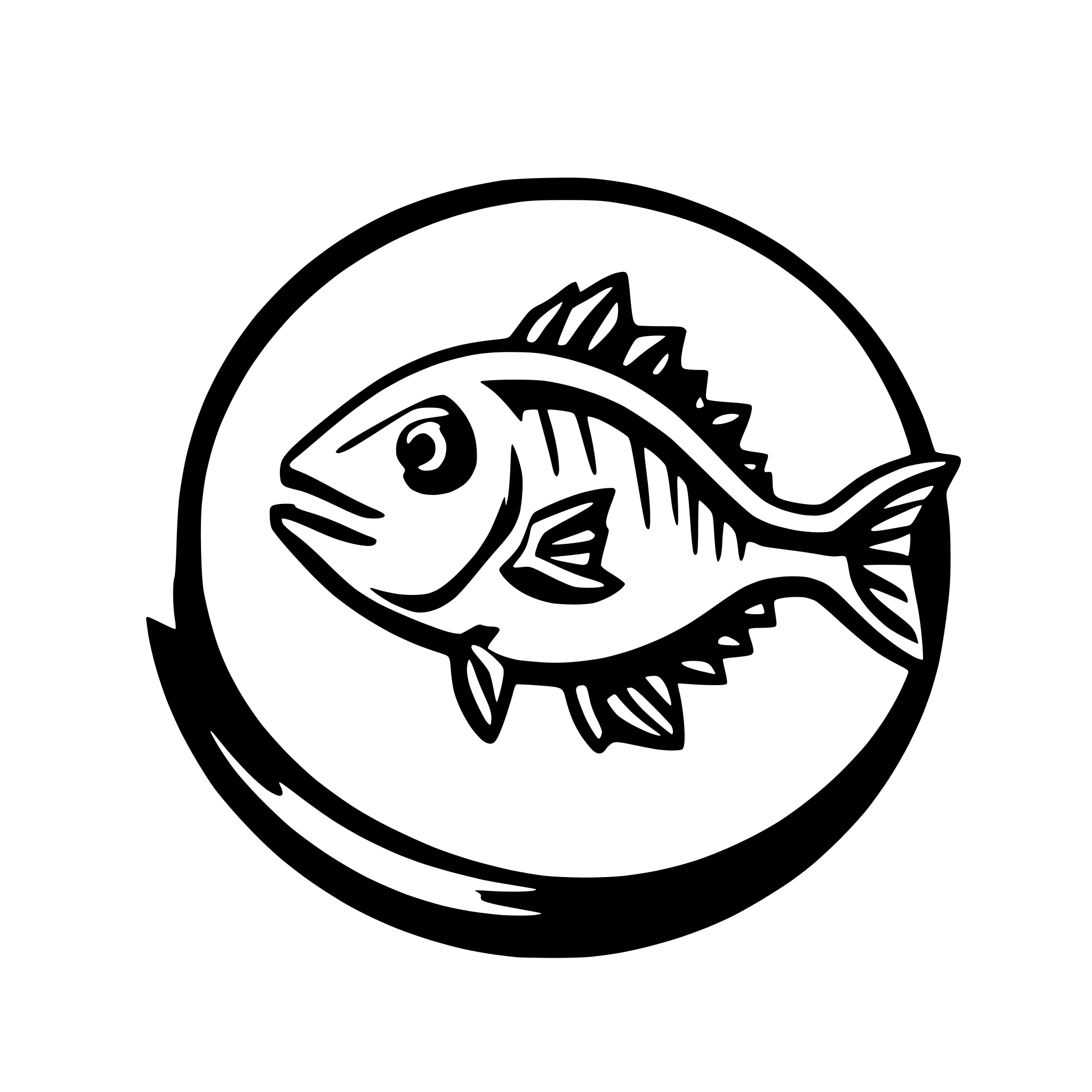 AI-generated SVG of a A red snapper but only the outlines and a more abstract depiction as it is a logo