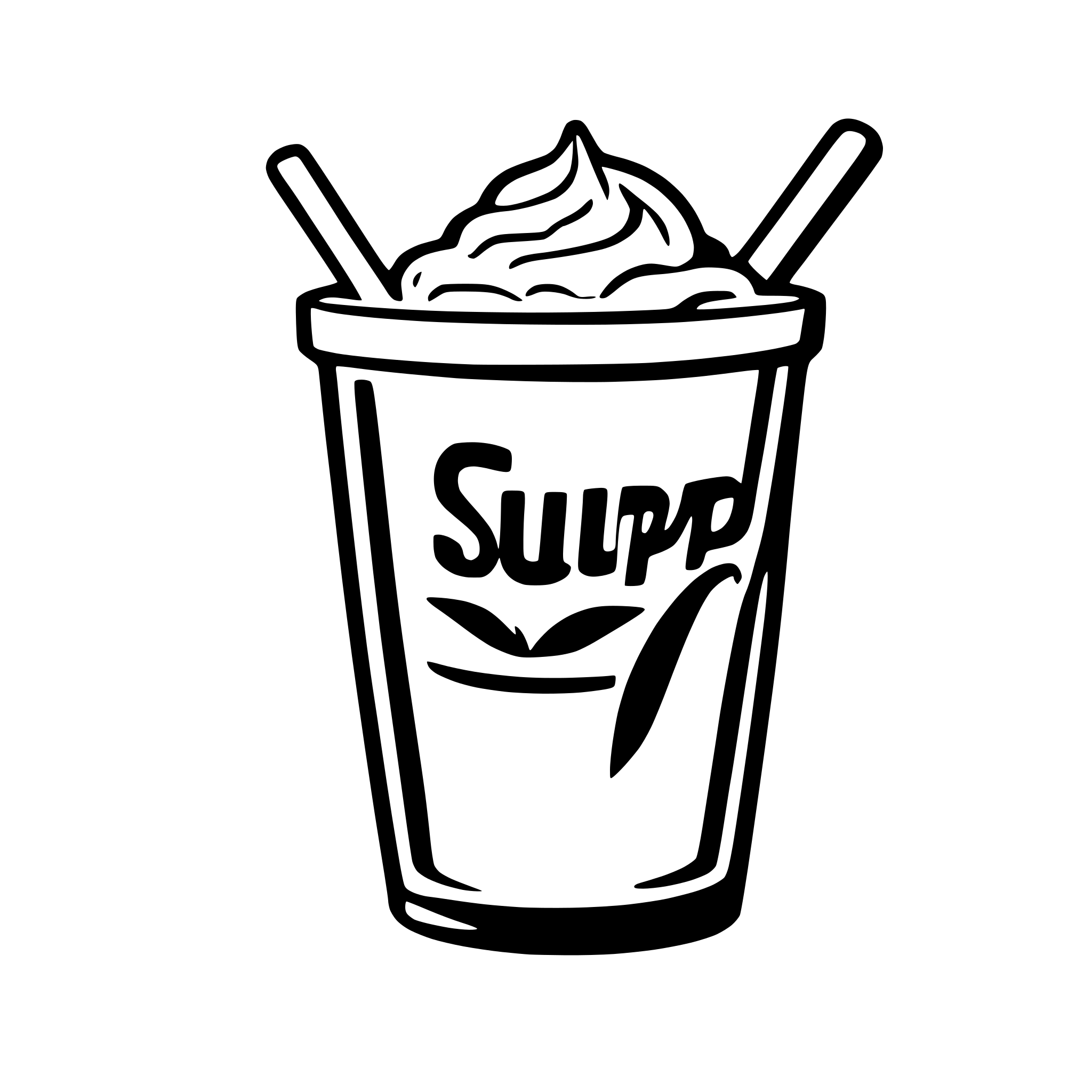 AI-generated SVG of a a cup of smoothie, with a word "Slurpy" in the middle (the name not printed on the cup, but passing through the cup and cutting it)