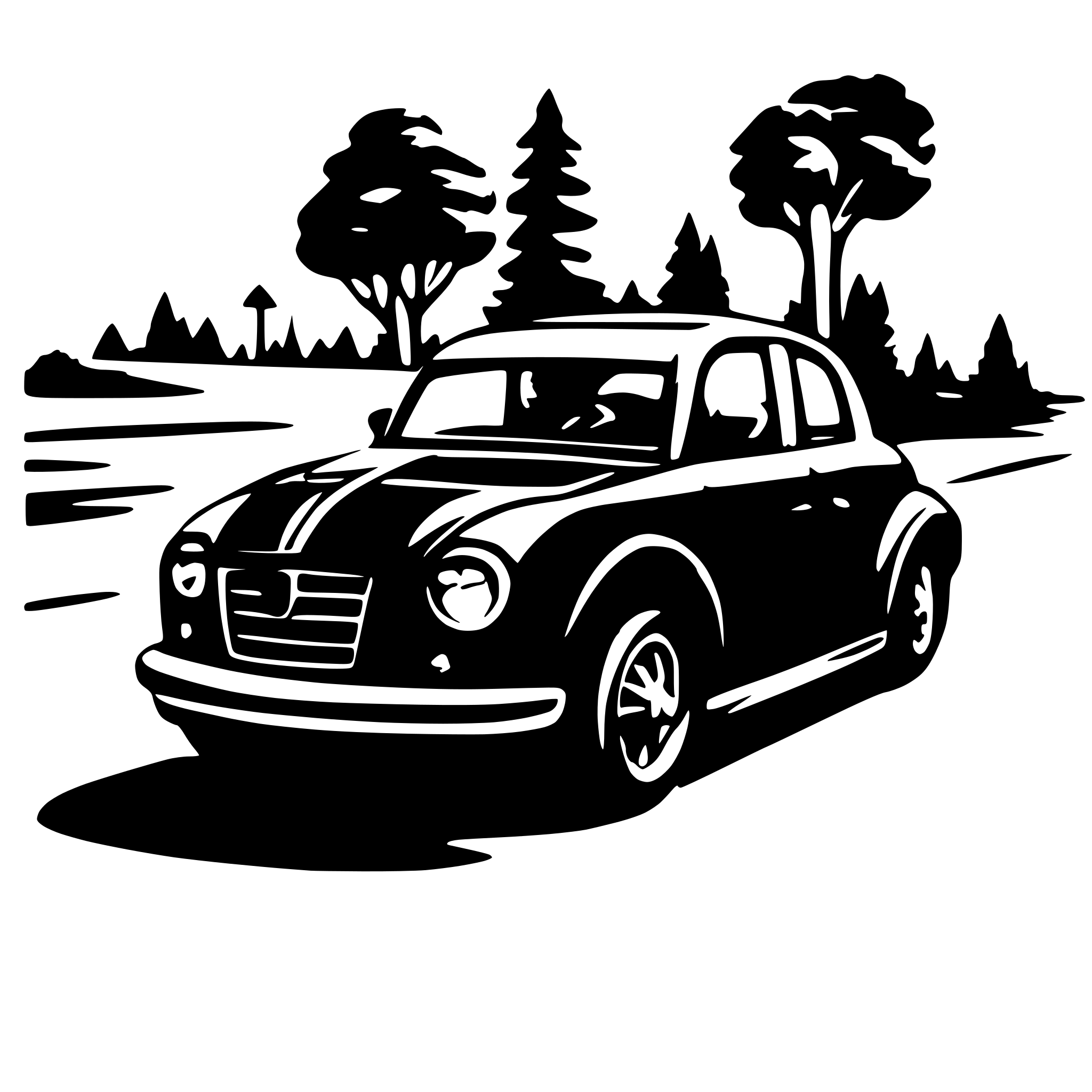 AI-generated SVG of a car blue on the road