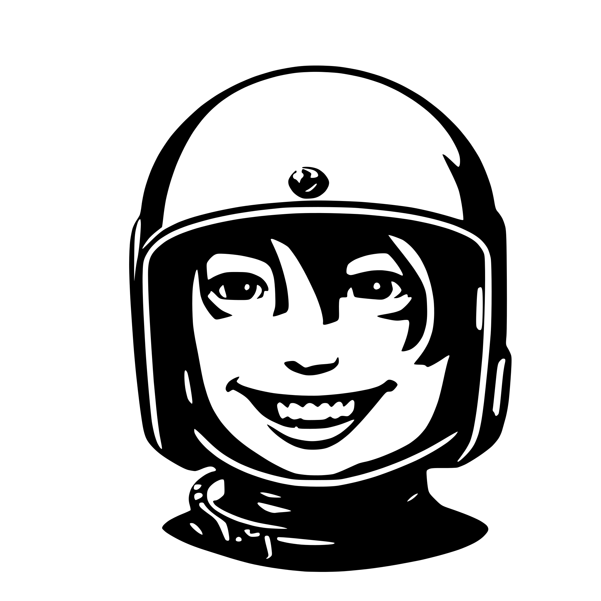 AI-generated SVG of 'Motorcycle helmet accelerating smile'