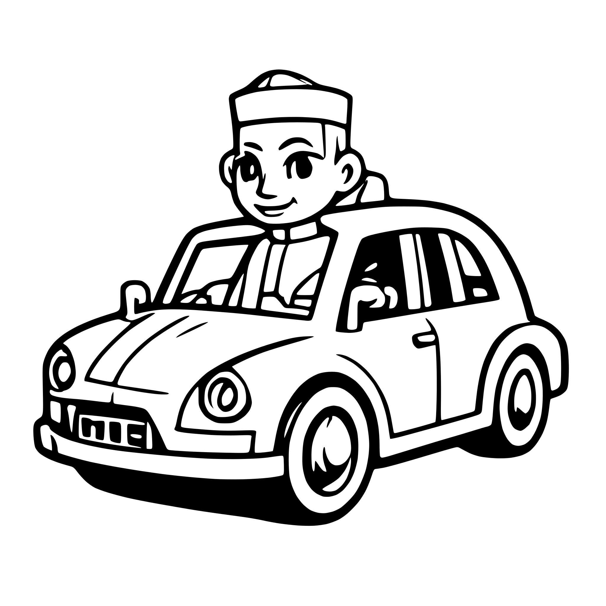 AI-generated SVG of 'pope with au car'