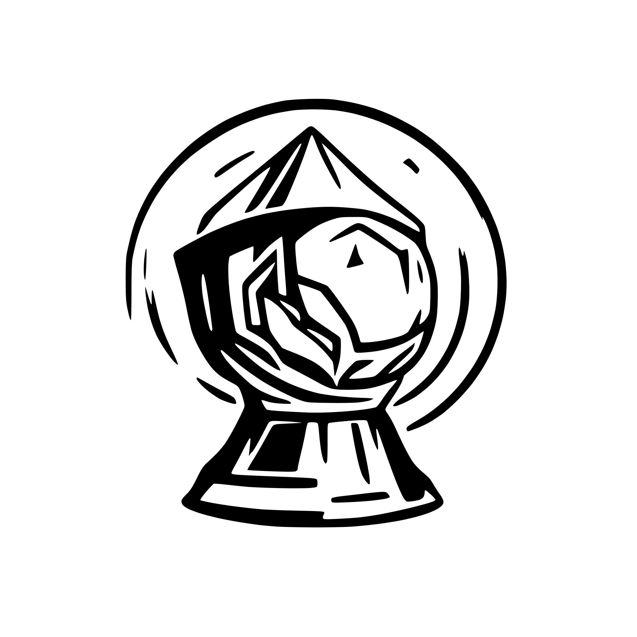 AI-generated SVG of a skinny robot fortune teller with crystal ball