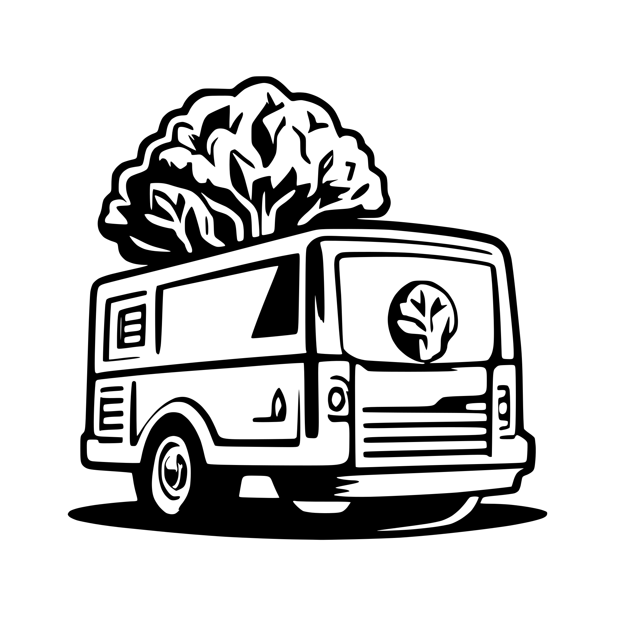AI-generated SVG of a box truck with trees in background