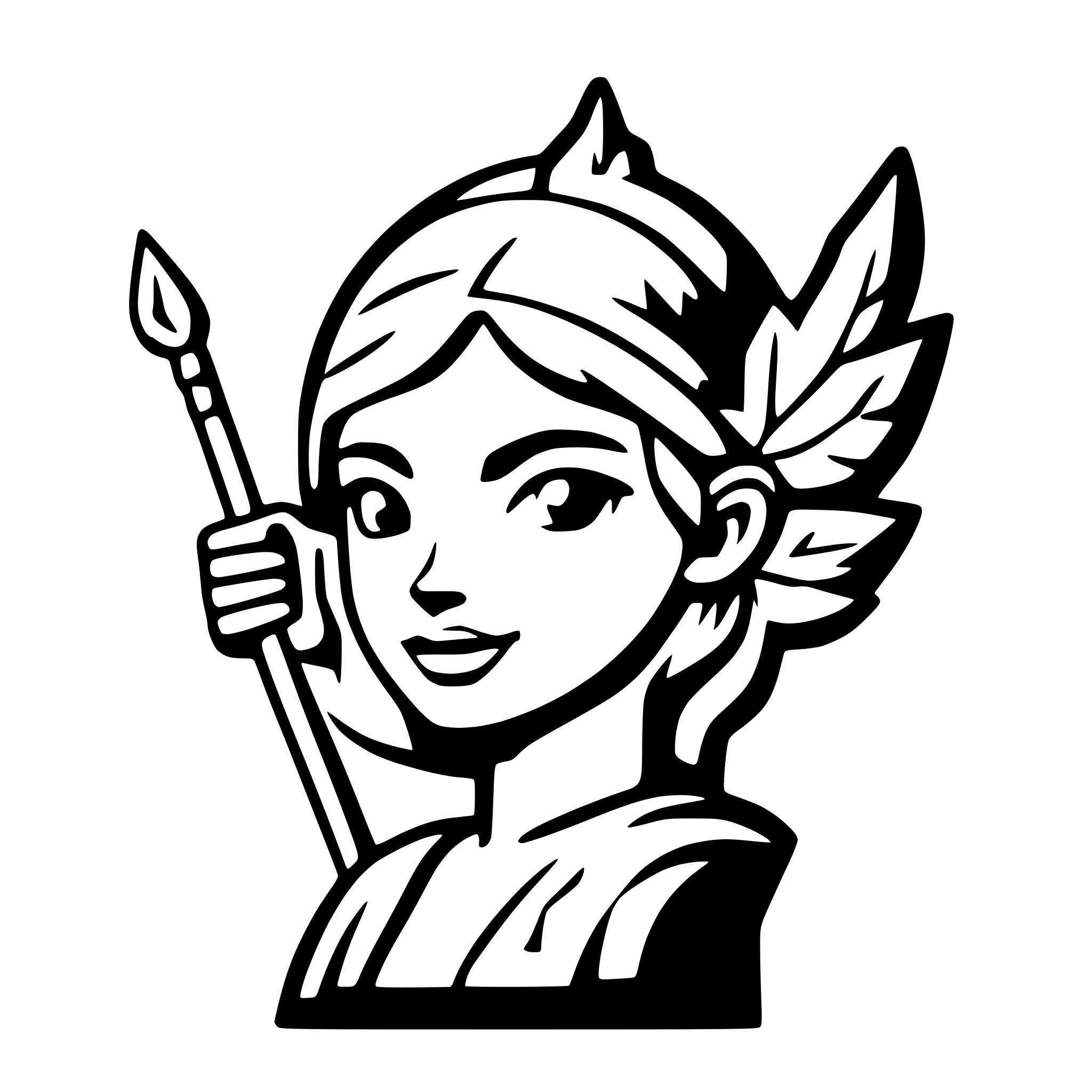 AI-generated SVG of a one logo, which shows greek god artemis with an bow and arrow and a chick on its shoulder
