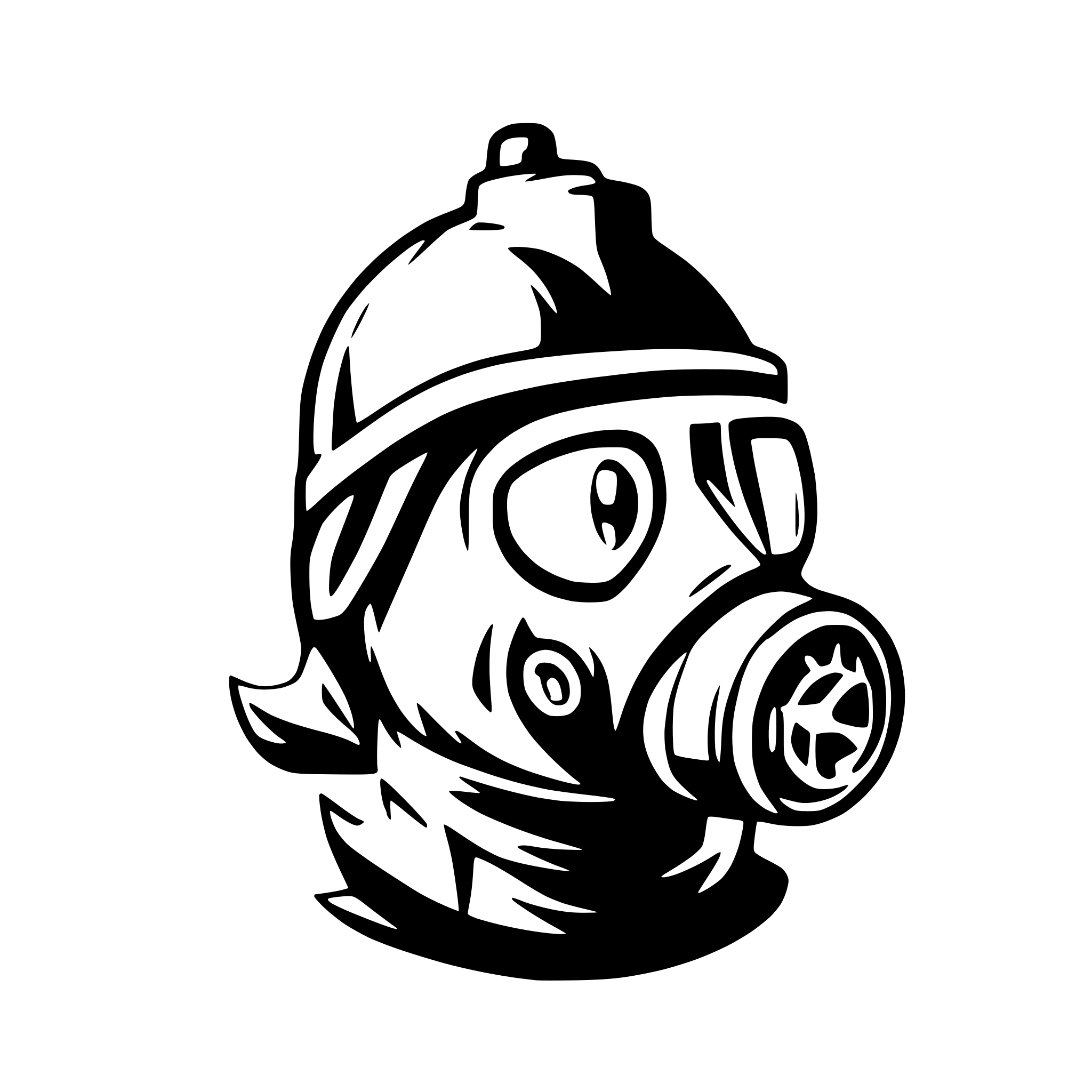 AI-generated SVG of 'fish head with gas mask'