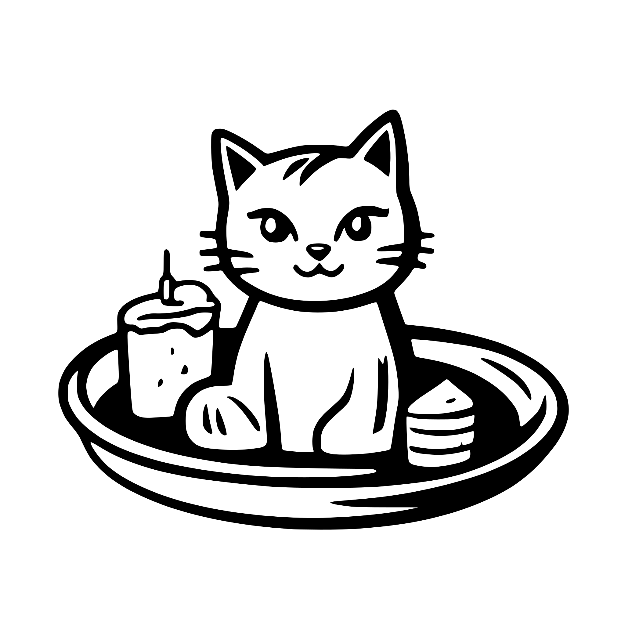 AI-generated SVG of a A logo for baking cakes, homemade sweets and finger food trays for cafes, celebrations and parties.
The main symbol is a 4-year-old domestic male cat in white color with gray spots and a slice of cake and finger food
Color: combination of pink and gray. Use limited and simple colors, and a simple background color.
Design: Simple and without complicated details.
Use clean and clear lines to create the shape of the cat and use the cat symbol in a way that is hidden in the logo.
I want the logo to 