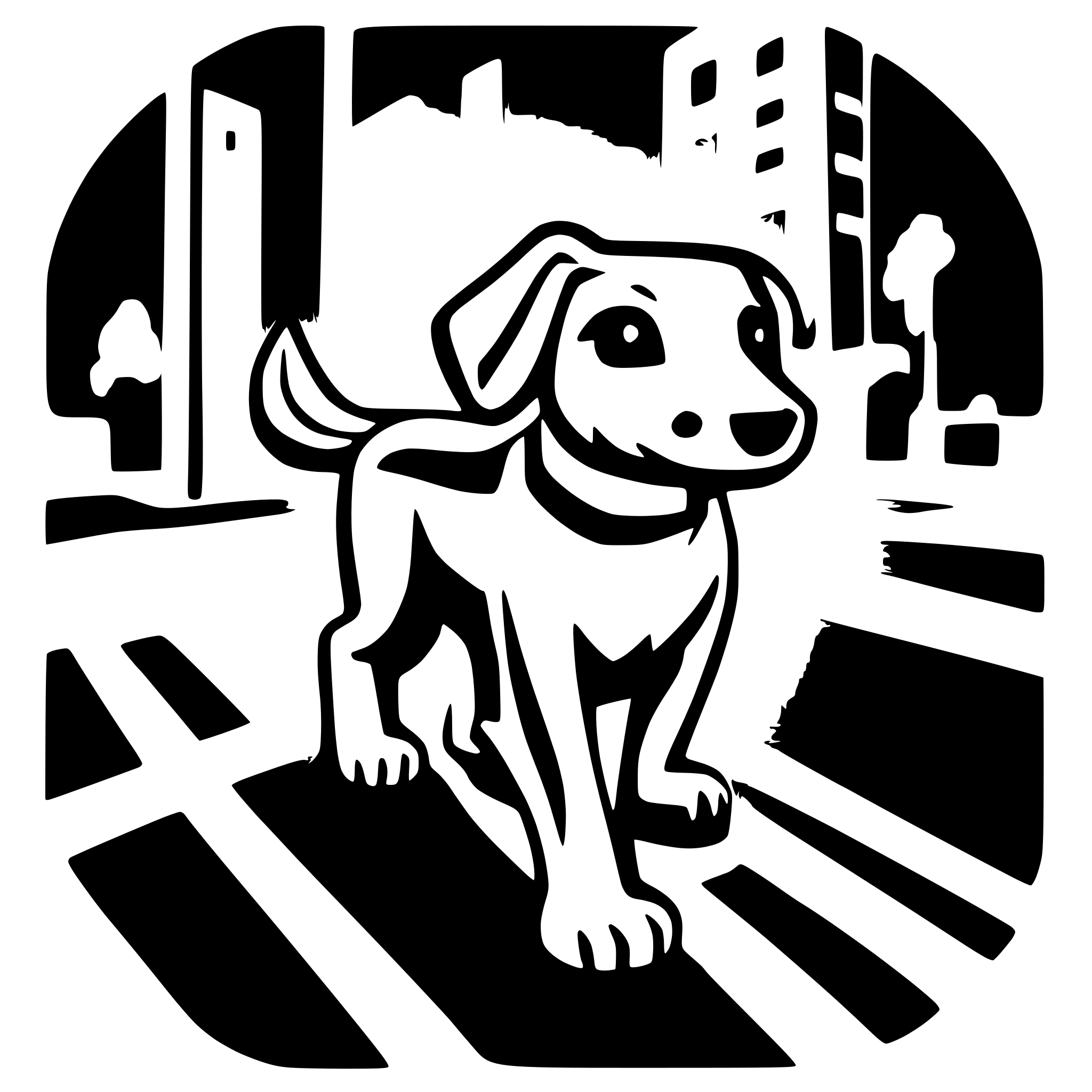 AI-generated SVG of 'a dog crossing busy street'