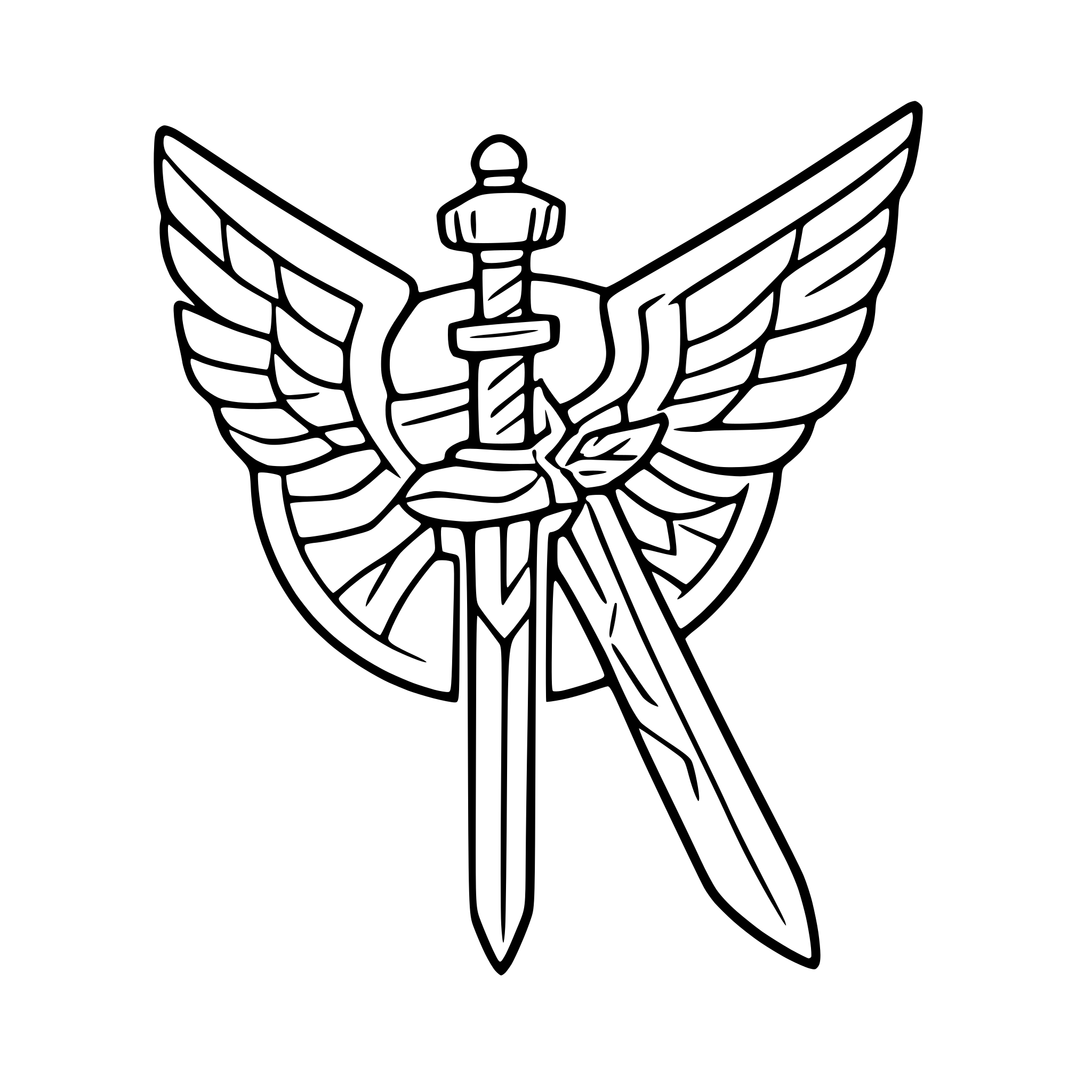 AI-generated SVG of a sword with wings and shield