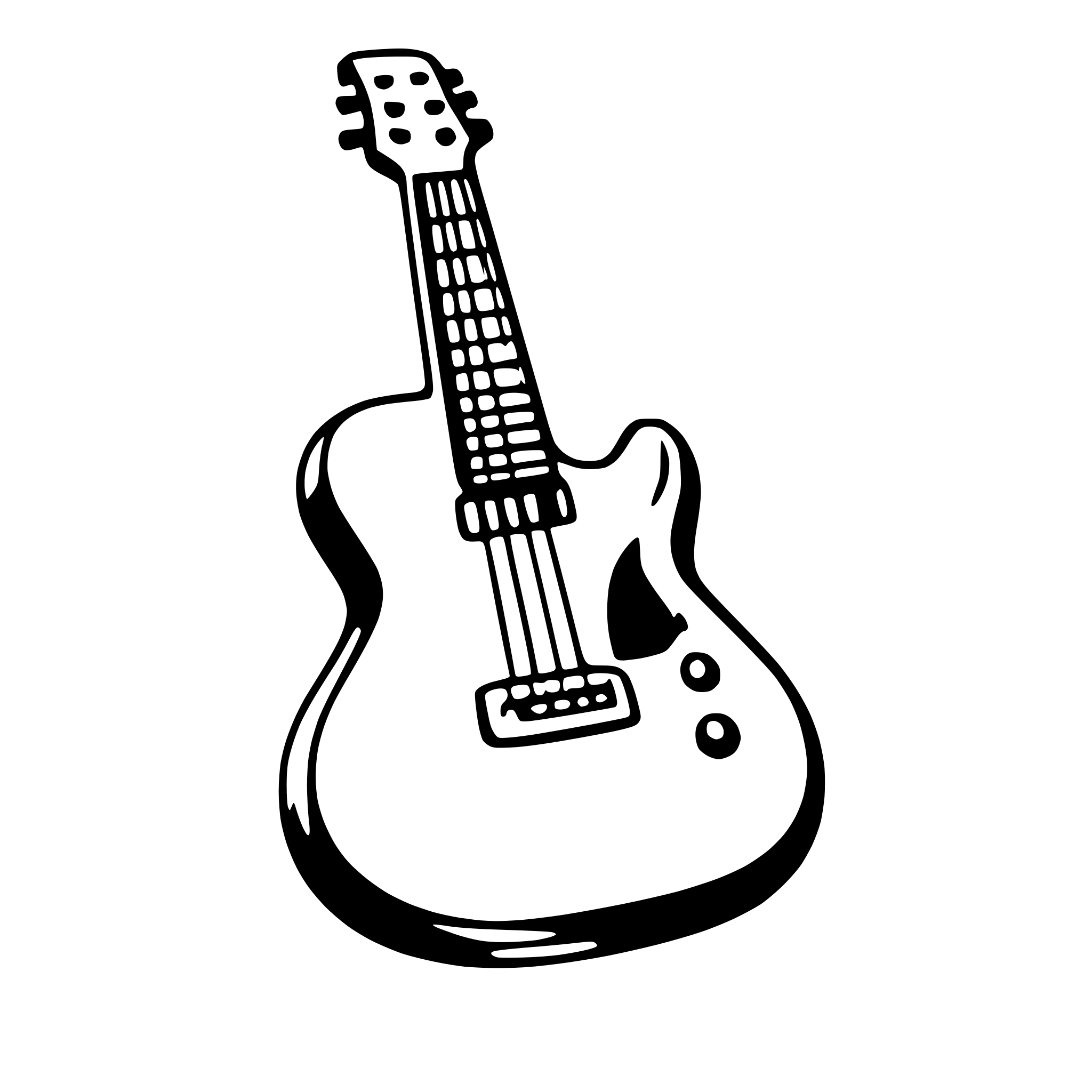 AI-generated SVG of a guitar leaning on chair