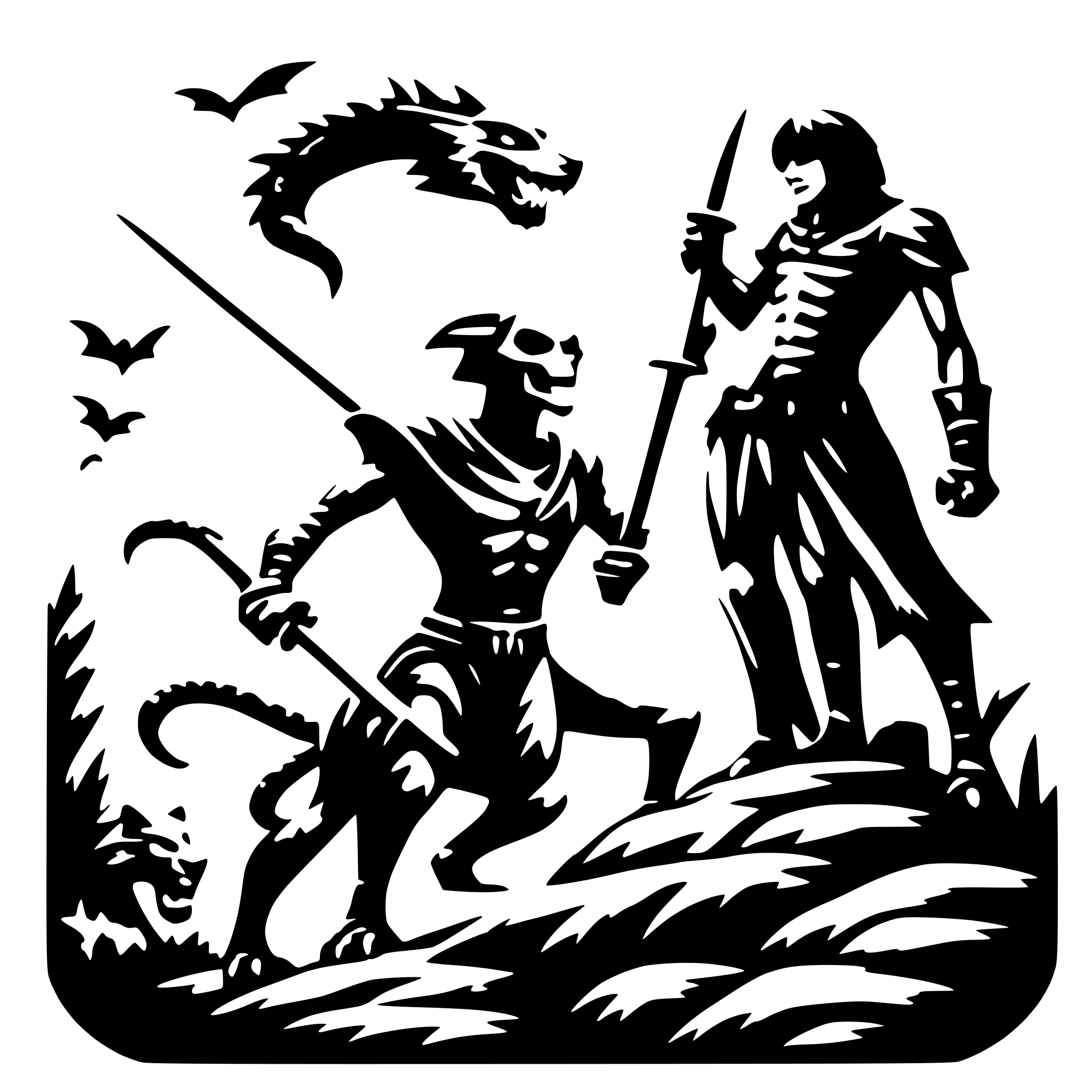 AI-generated SVG of a A reaper silhoutte at the top .below underneath are a dragon fighting a tiger AI-generated SVG of a A reaper silhoutte at the top .below underneath are a dragon fighting a tiger