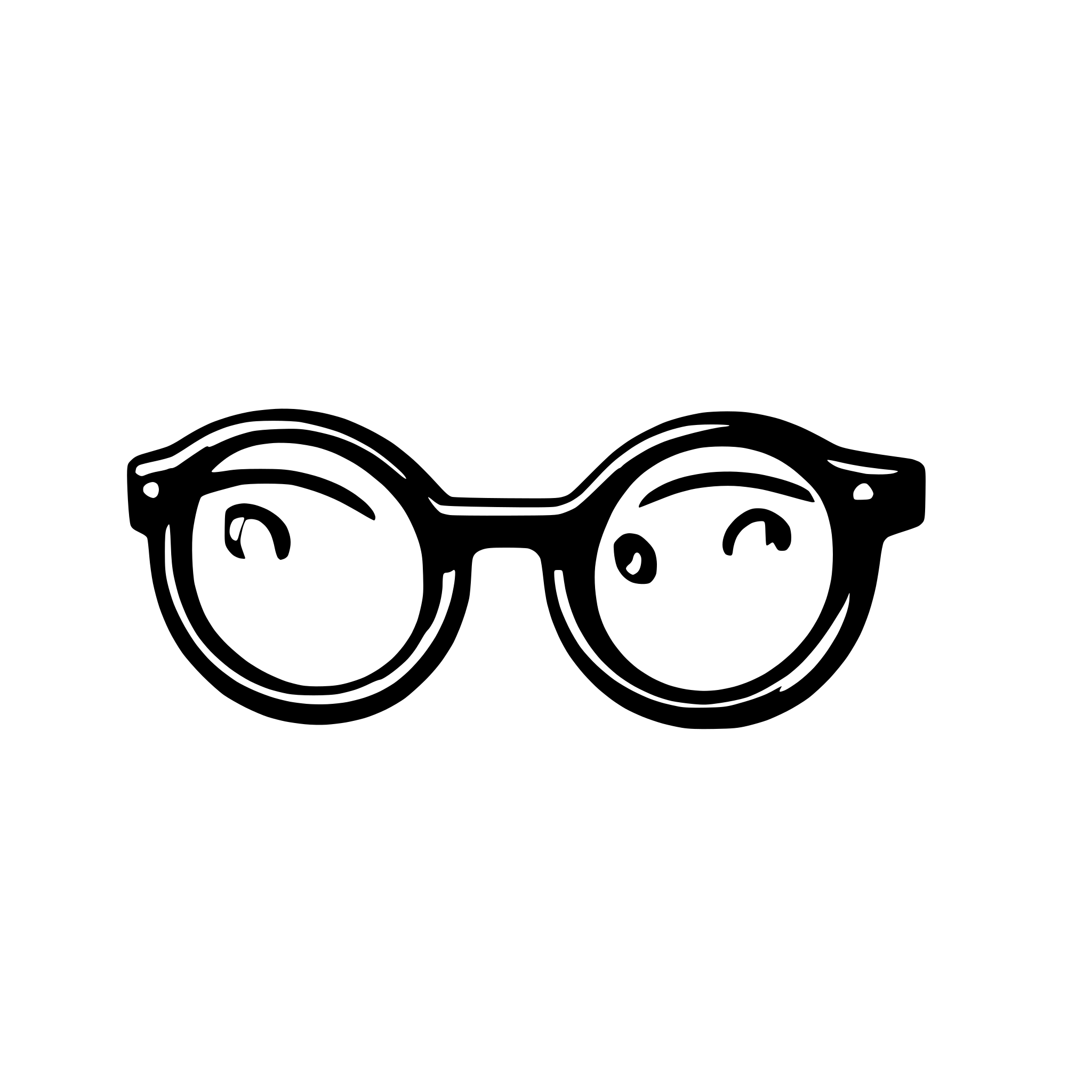 AI-generated SVG of a A black and white SVG of a basic pair of eyeglasses with round frames. AI-generated SVG of a A black and white SVG of a basic pair of eyeglasses with round frames.