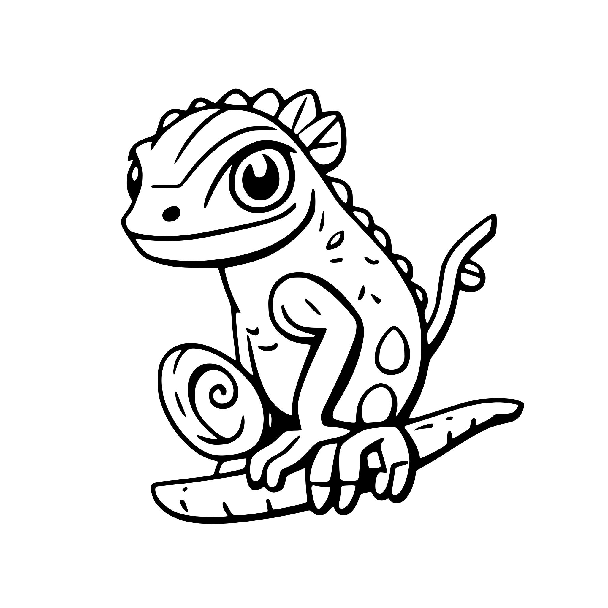 AI-generated SVG of a a rainbow-colored chameleon on a branch