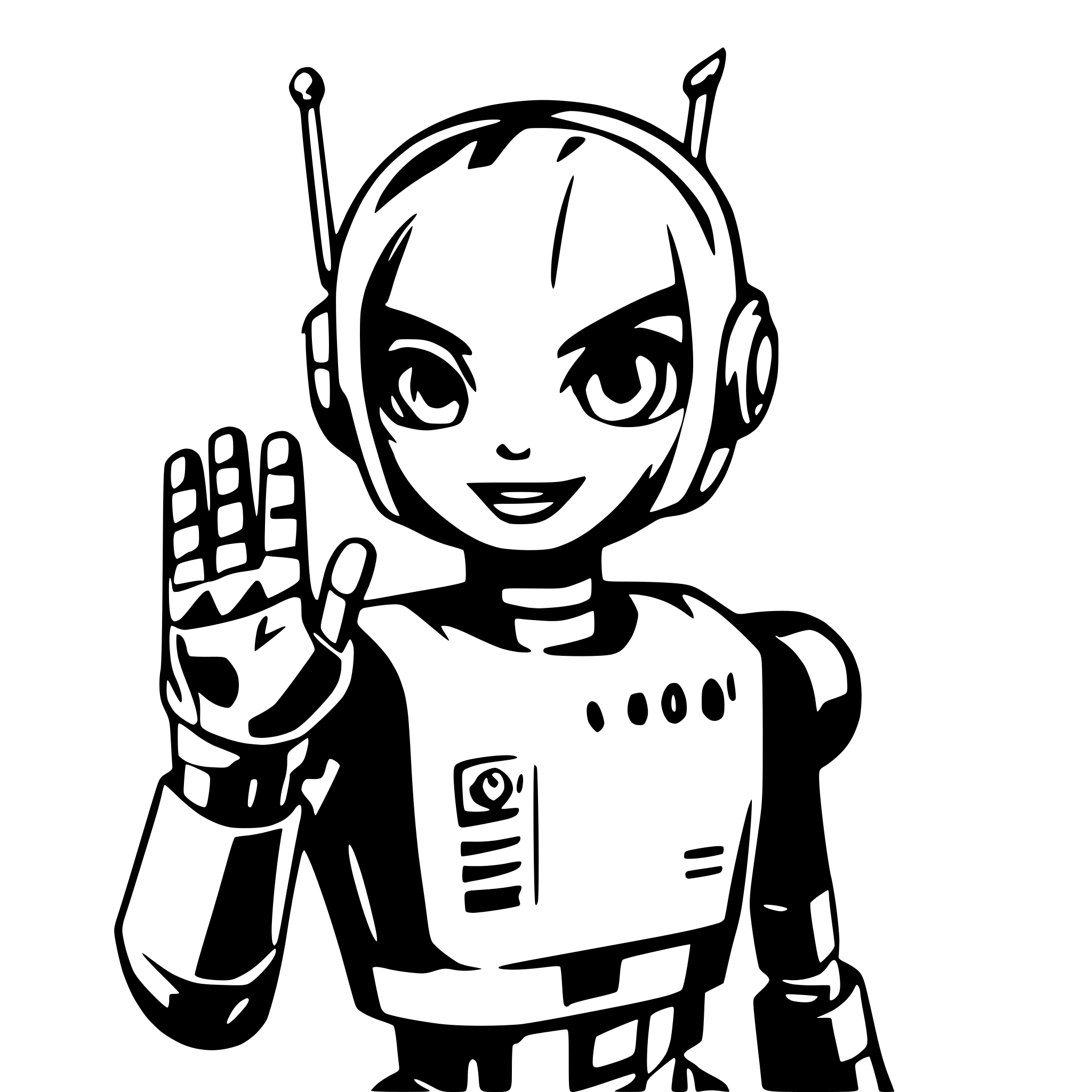 AI-generated SVG of 'robot saying hi'