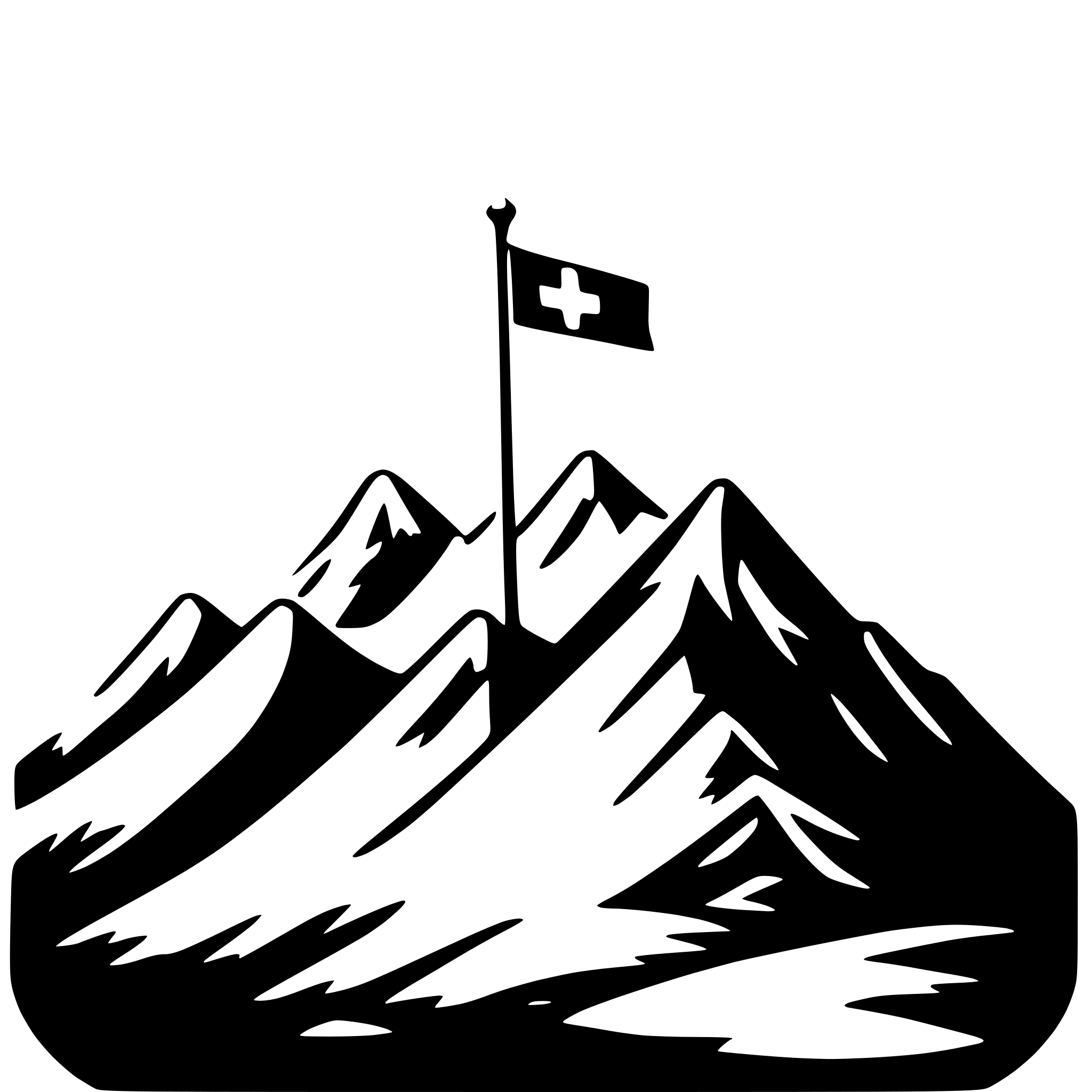 AI-generated SVG of 'mountain with flag'
