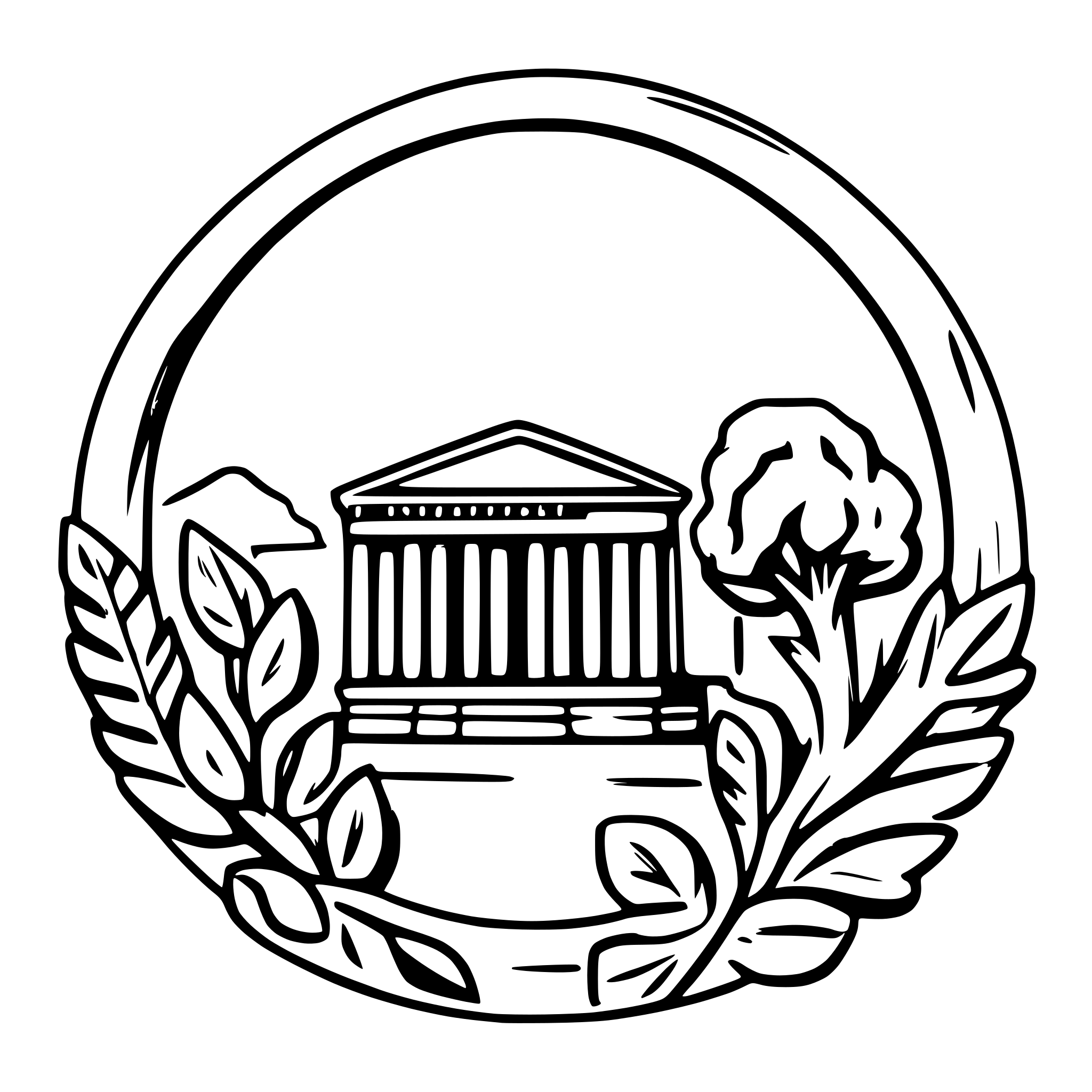 AI-generated SVG of a draw a greek temple in the foreground with a laurel wreath and olive trees in the background as a logo for a farm producing Sicilian extra virgin olive oil