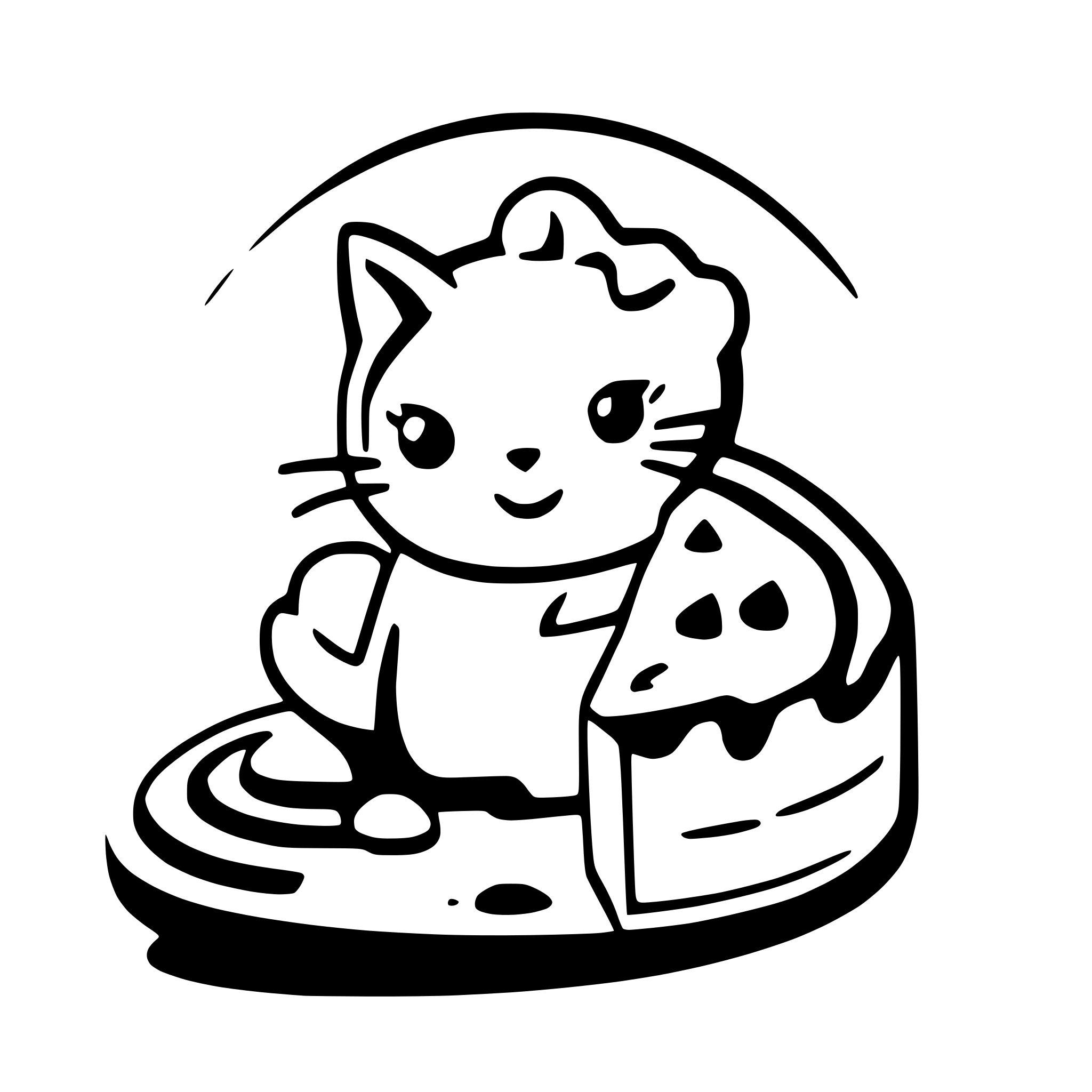 AI-generated SVG of a Brand name: esiensi. Brand slogan: Taste the Artistry. A logo for preparing cakes, homemade sweets and finger food trays for cafes, celebrations and parties. A symbol of a 4-year-old domestic male cat in white with gray spots and a slice of cake and finger food Color: combination of pink and gray. Use limited and simple colors, and a simple background color. Design: Simple and without complicated details. Clean and clear lines should be used to create the shape of a cat, and the use of the cat s