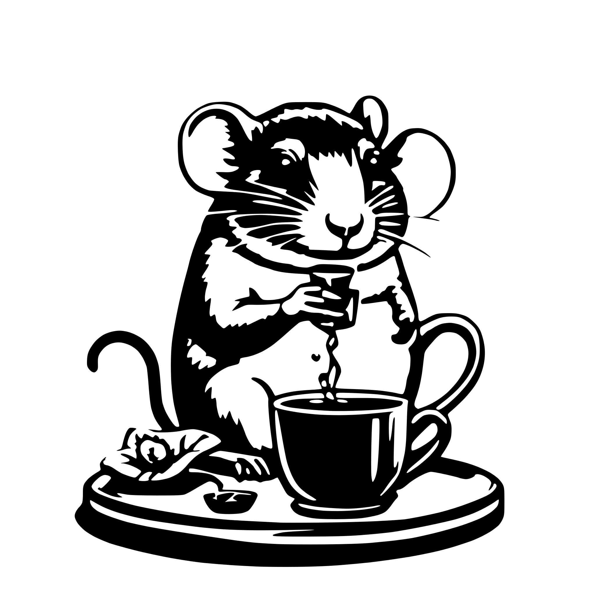 AI-generated SVG of 'fancy rat drinking tea'