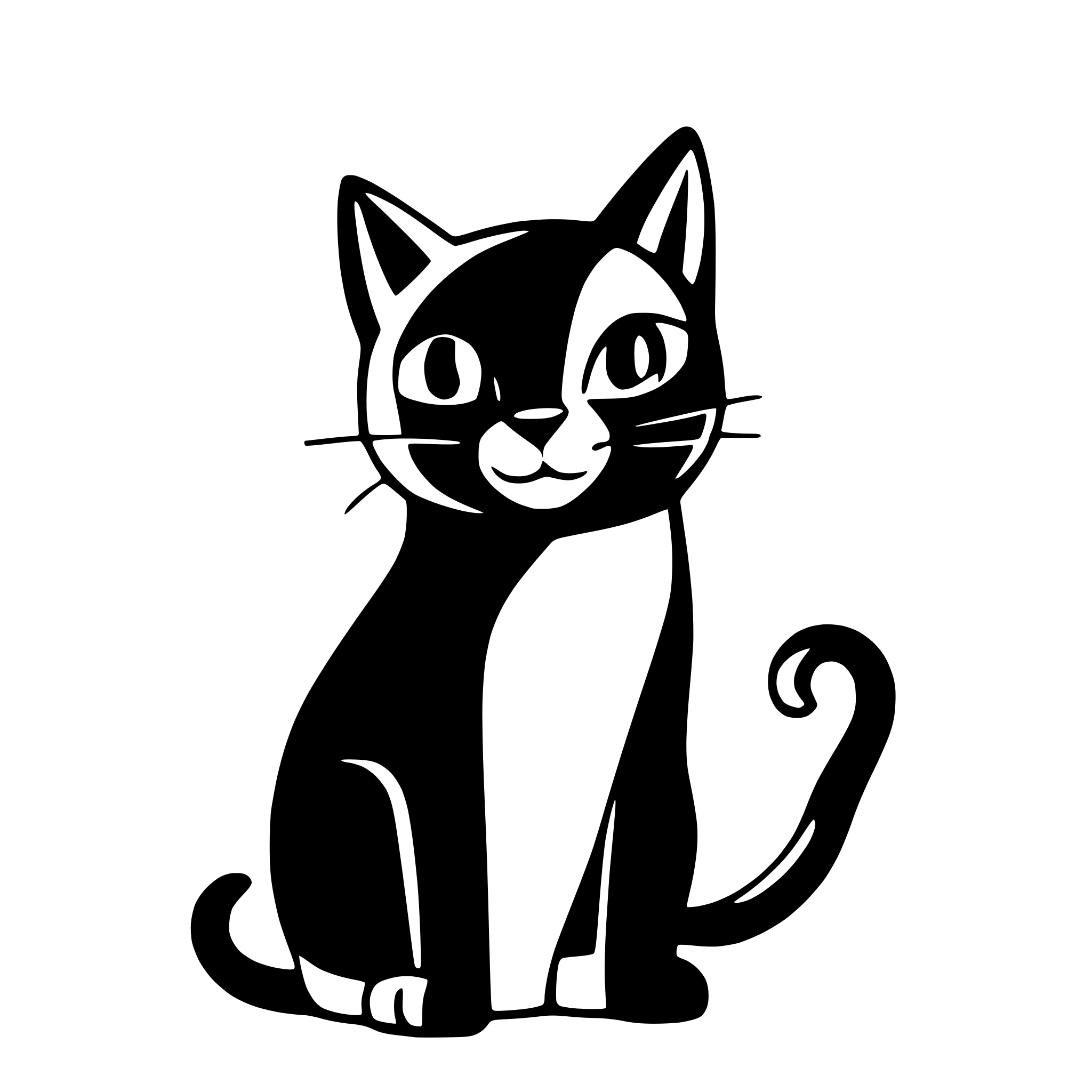 AI-generated SVG of a cute black cat  with smooth lines simple design cartoon style