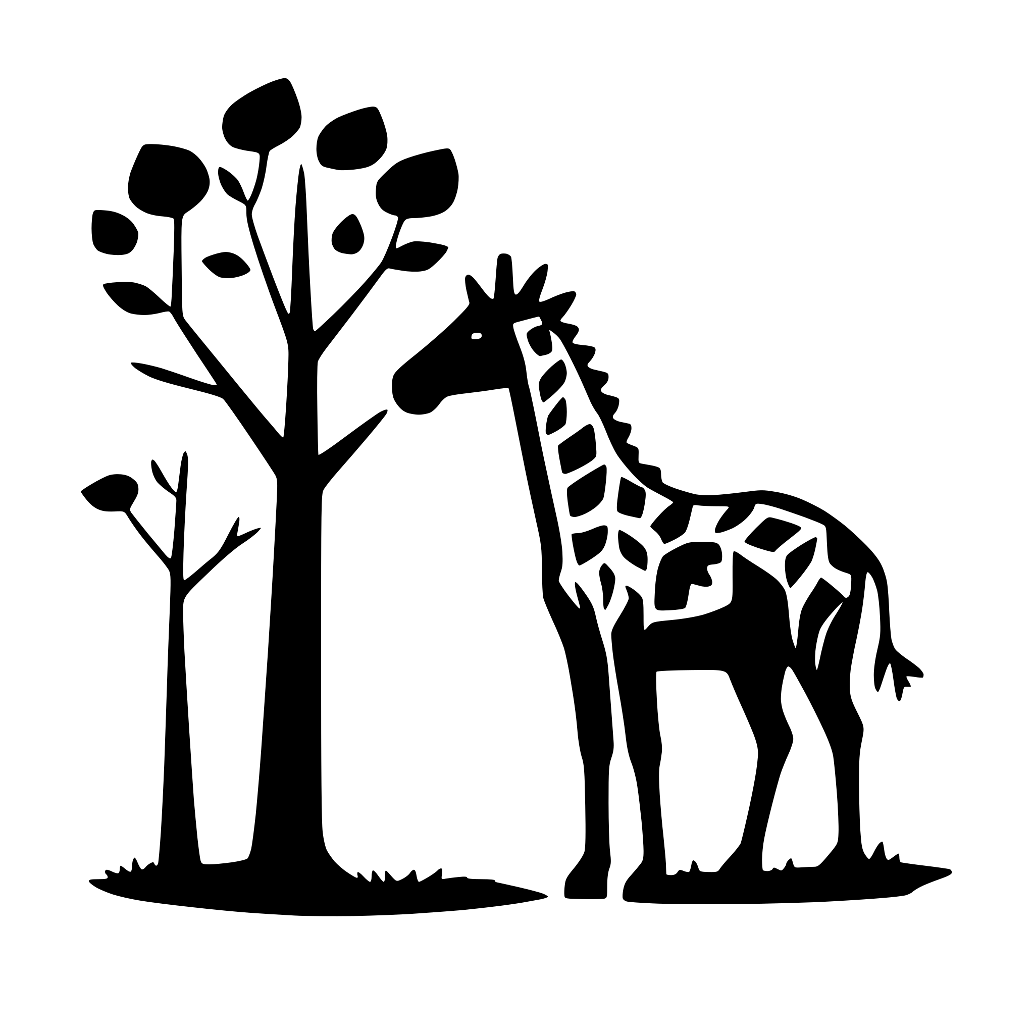 AI-generated SVG of a giraffe eating from a tree