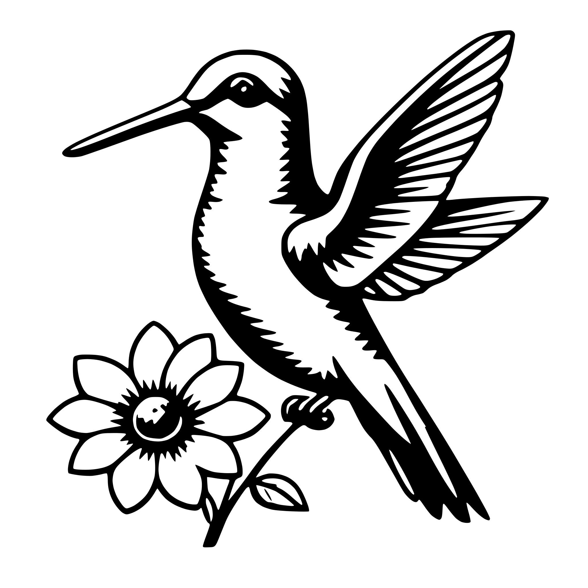 AI-generated SVG of 'hummingbird with flower'