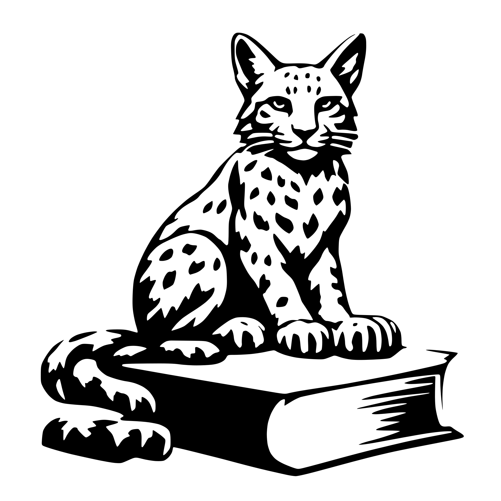AI-generated SVG of a bobcat sitting on book