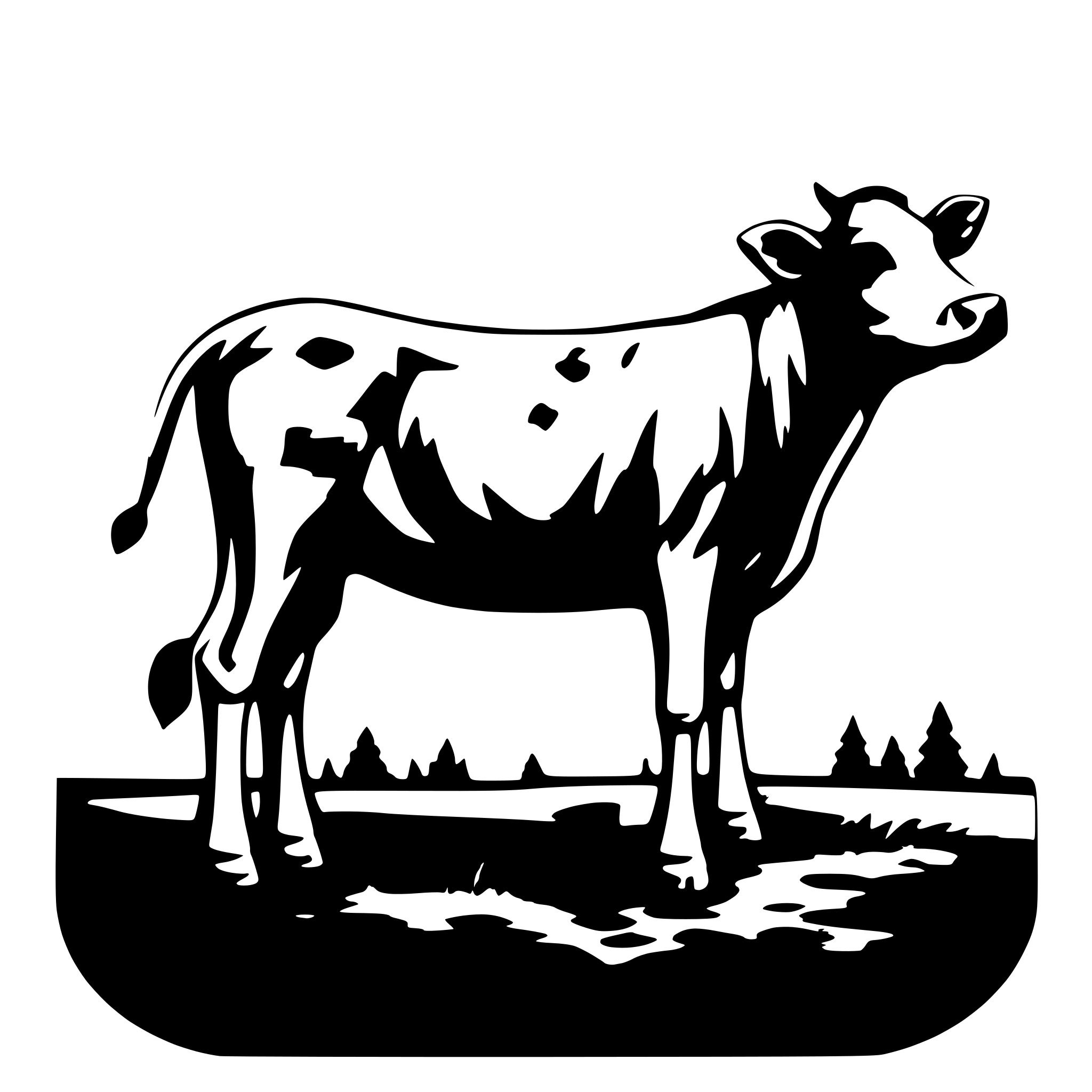 AI-generated SVG of 'cow  bird view that is seening it on top with only black color'