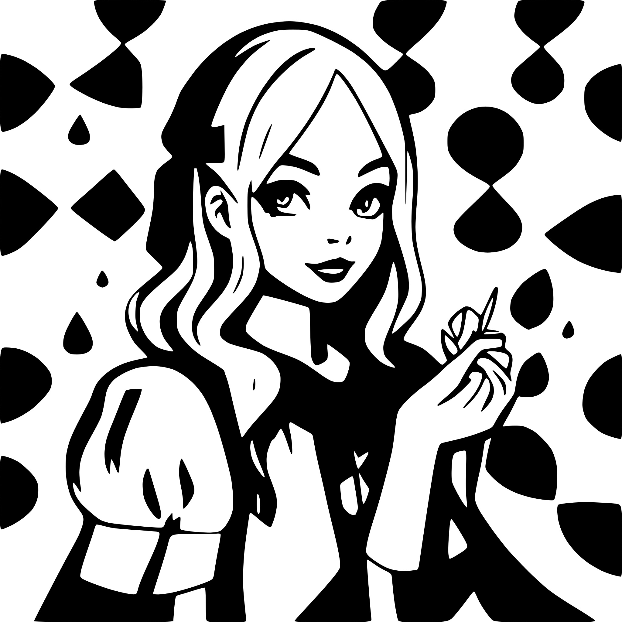 AI-generated SVG of a alice in wonderland red and black